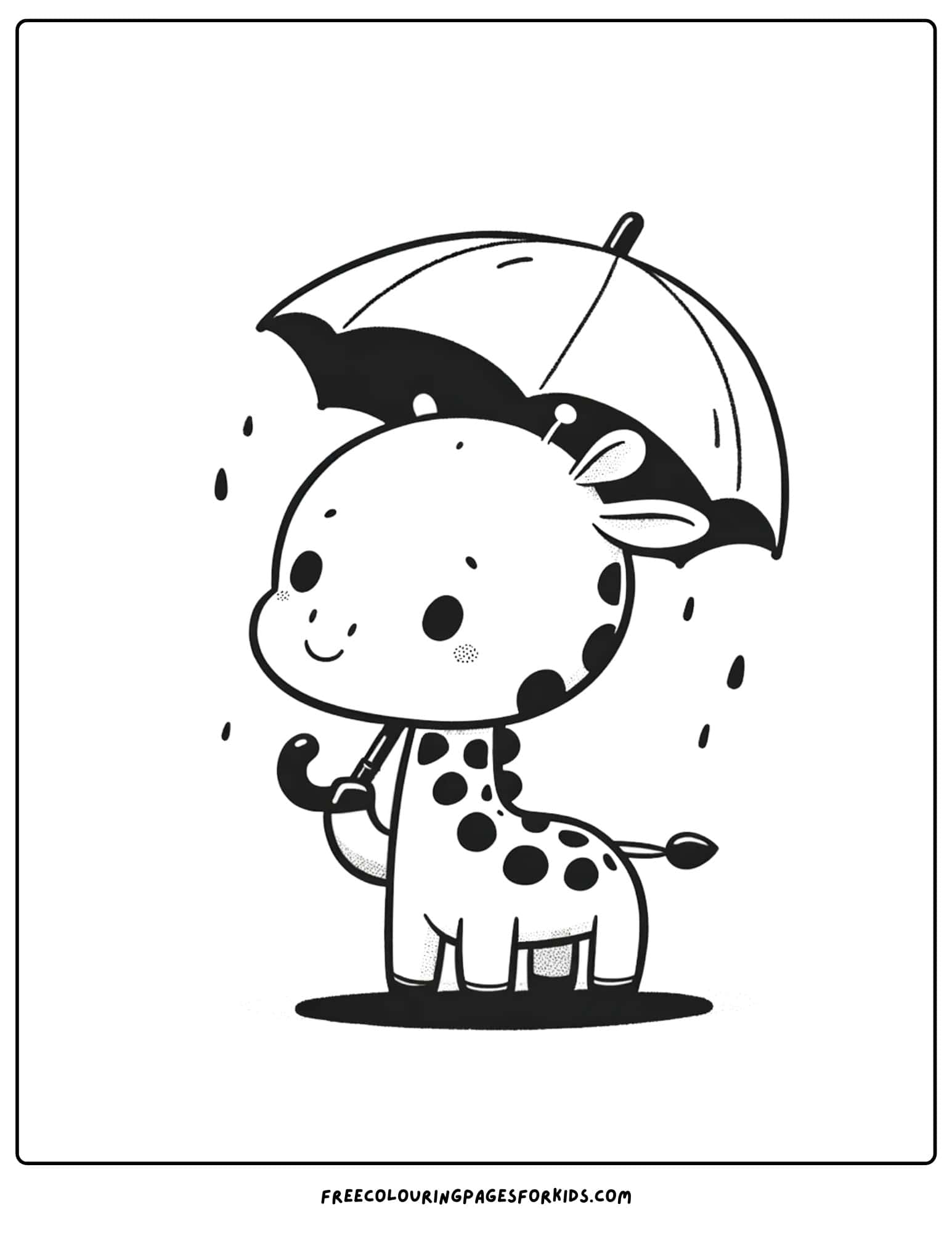 giraffe in the rain coloring page