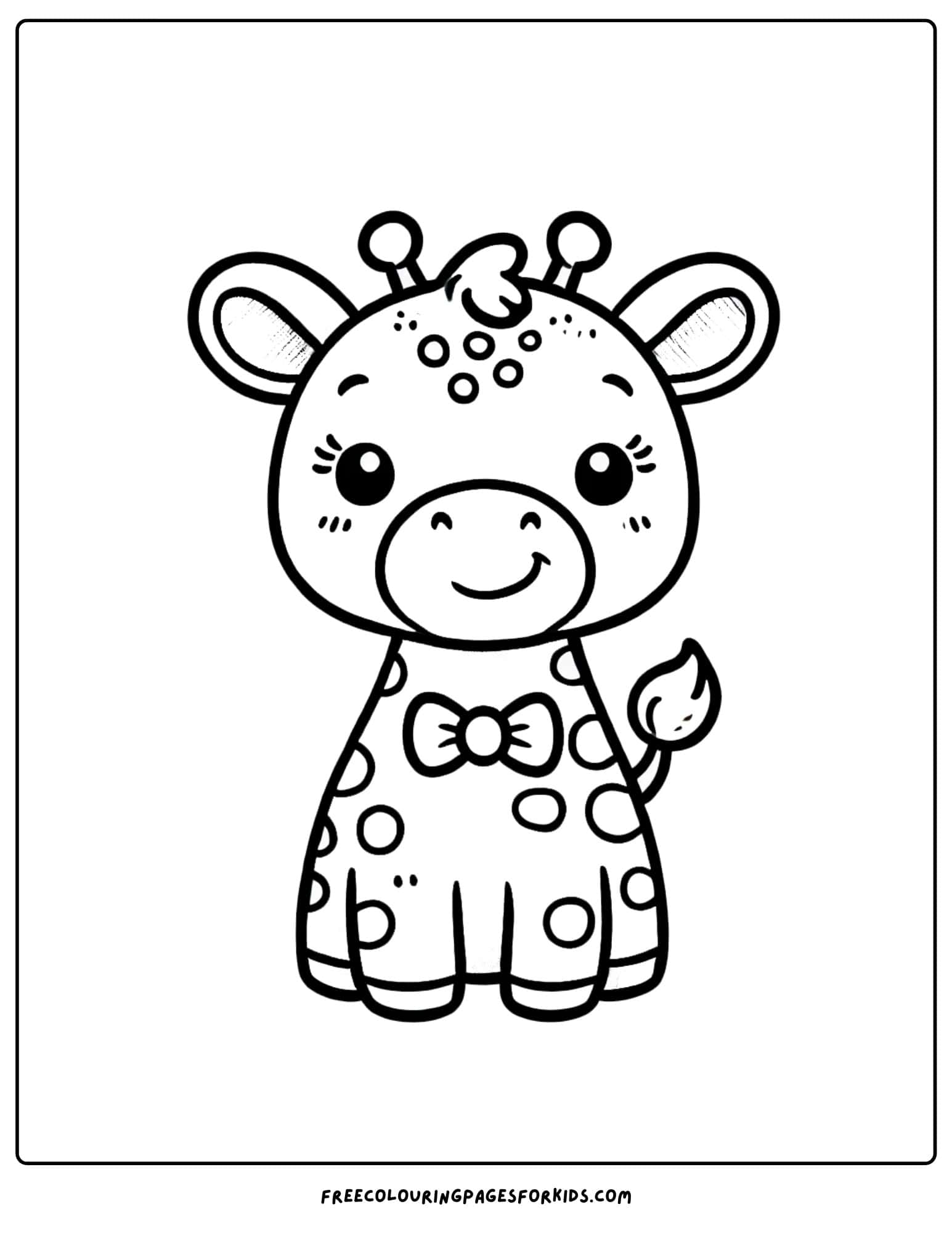 giraffe wearing a bowtie coloring page