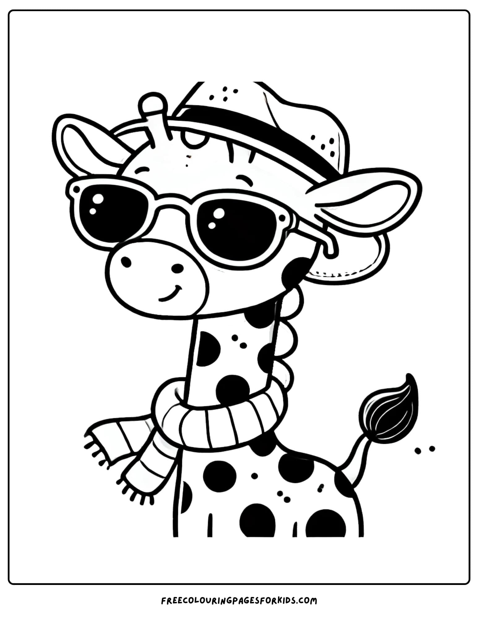 giraffe wearing sunglasses coloring page