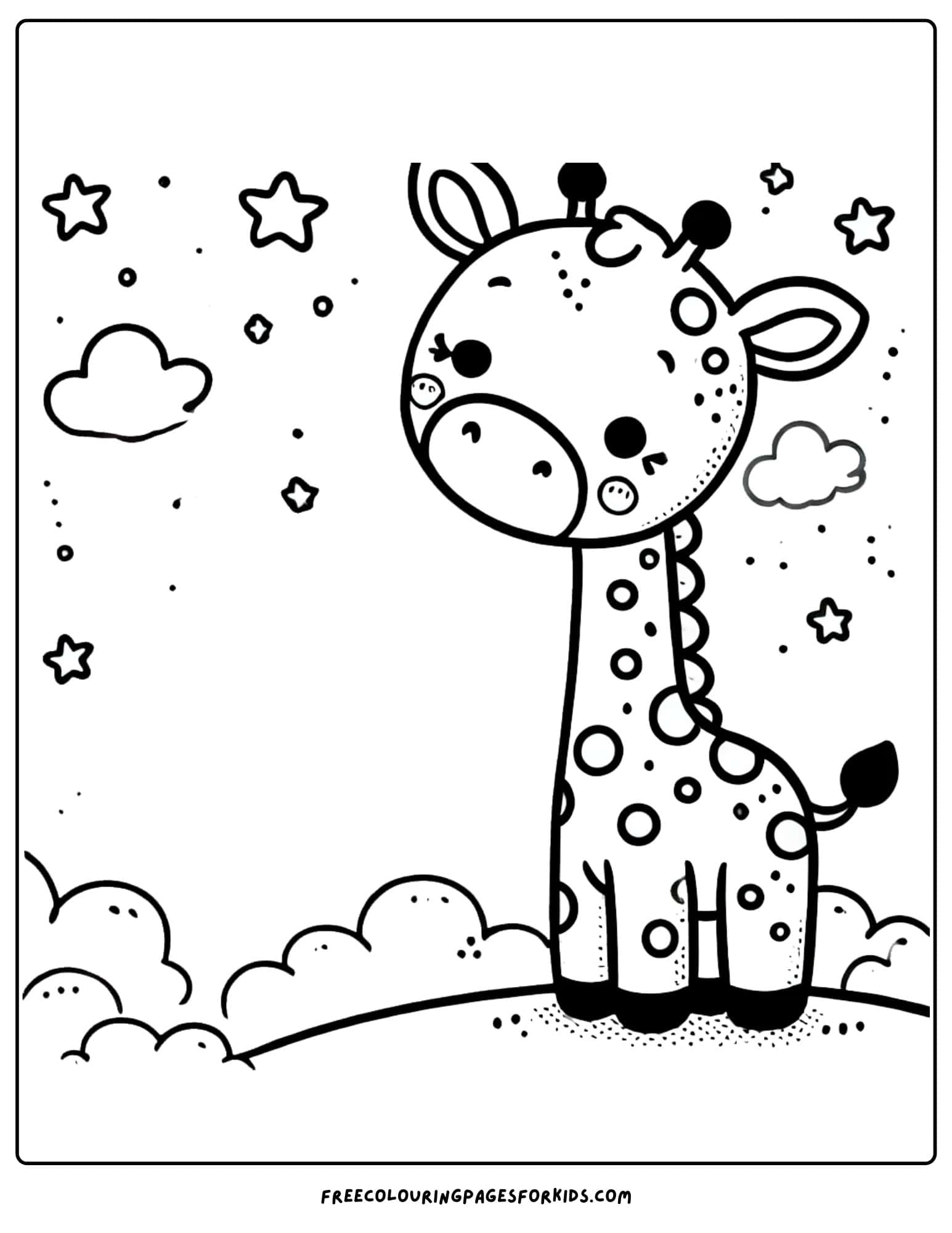 giraffe starry night coloring page