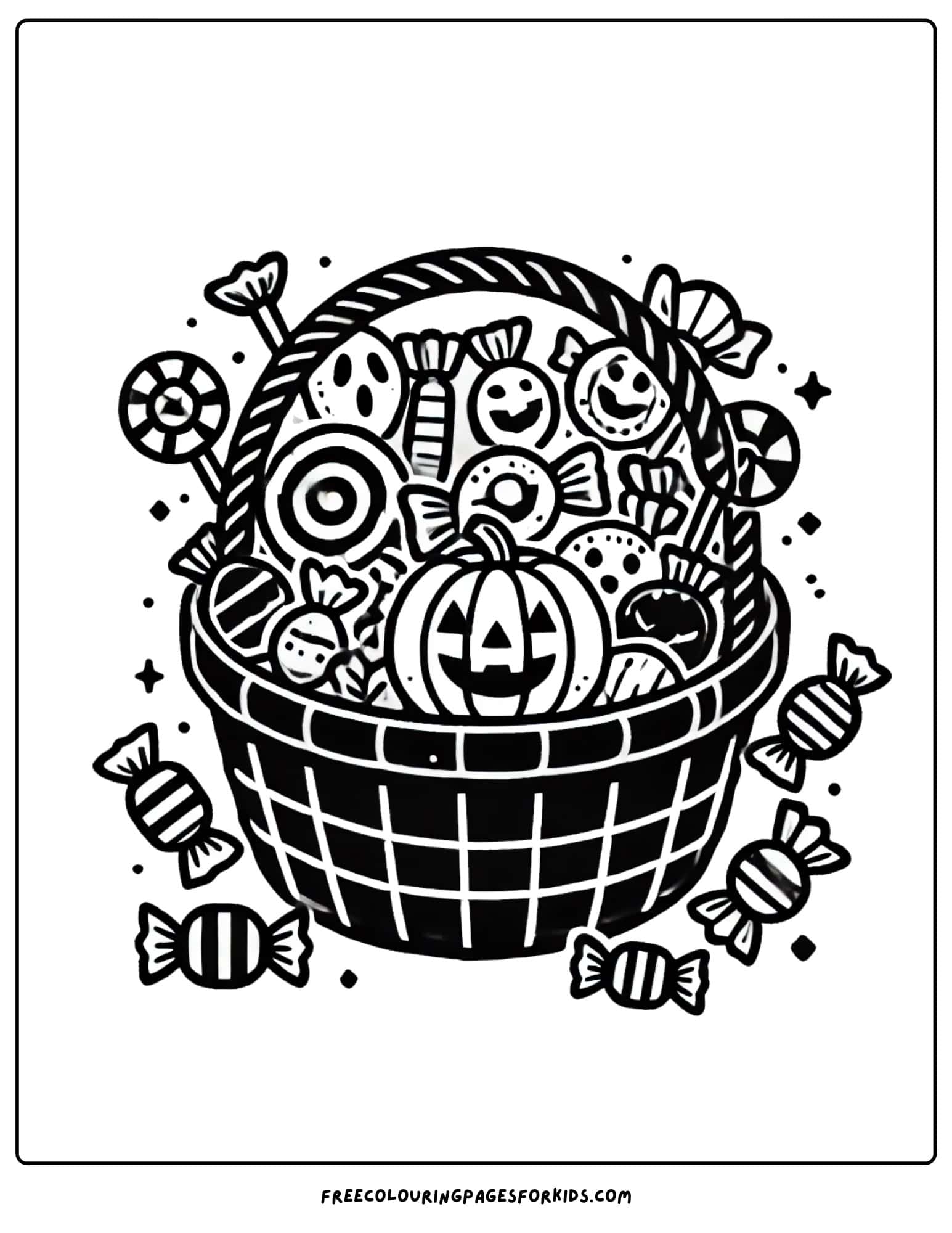 halloween candy basket coloring page