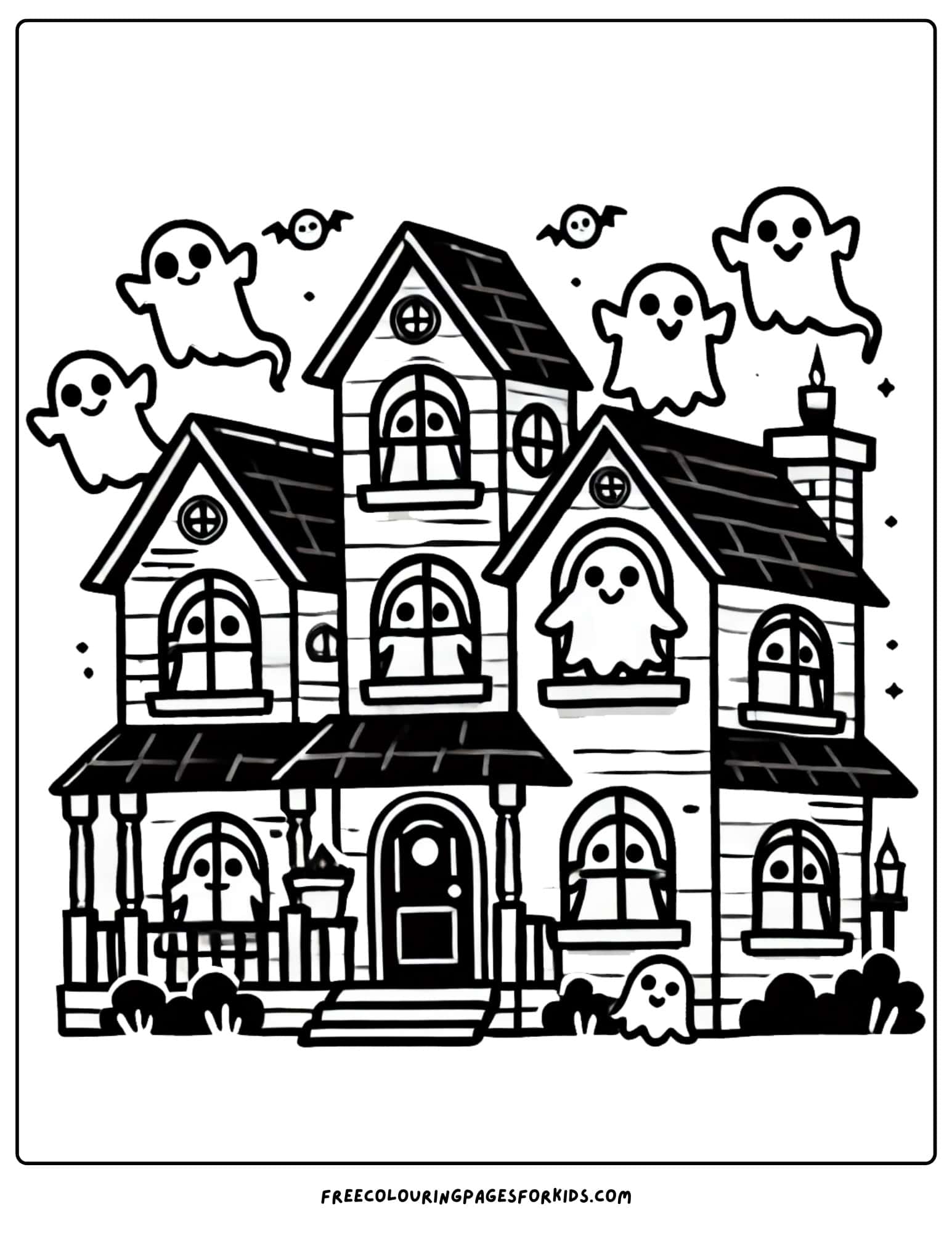 halloween haunted house coloring page