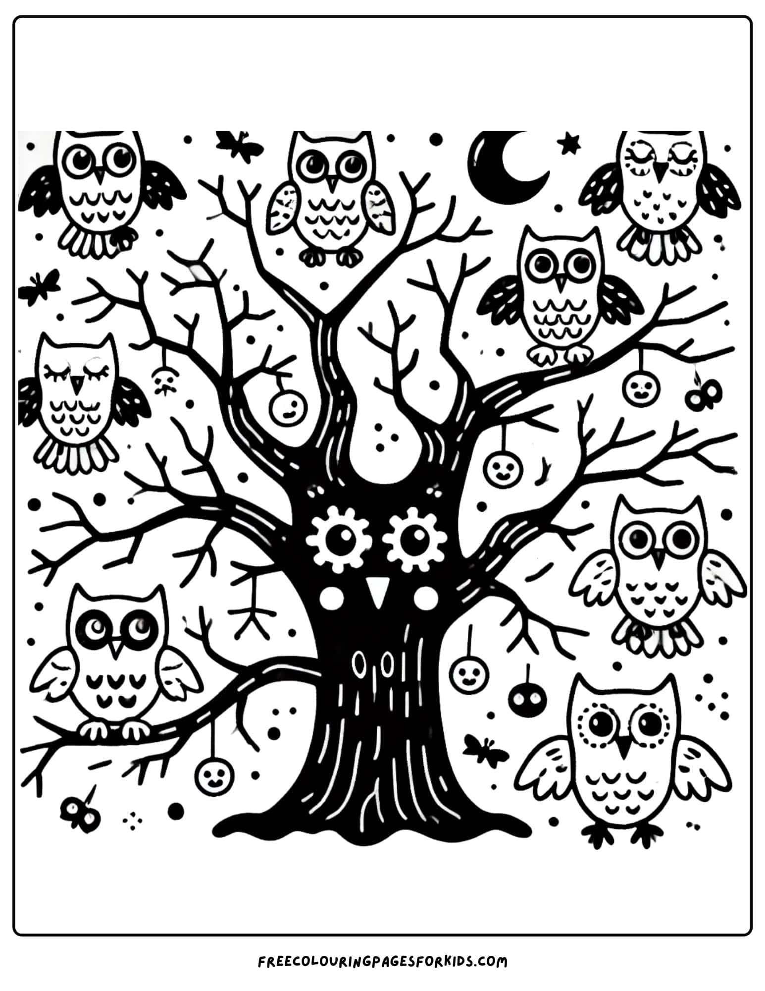 halloween haunted tree coloring page