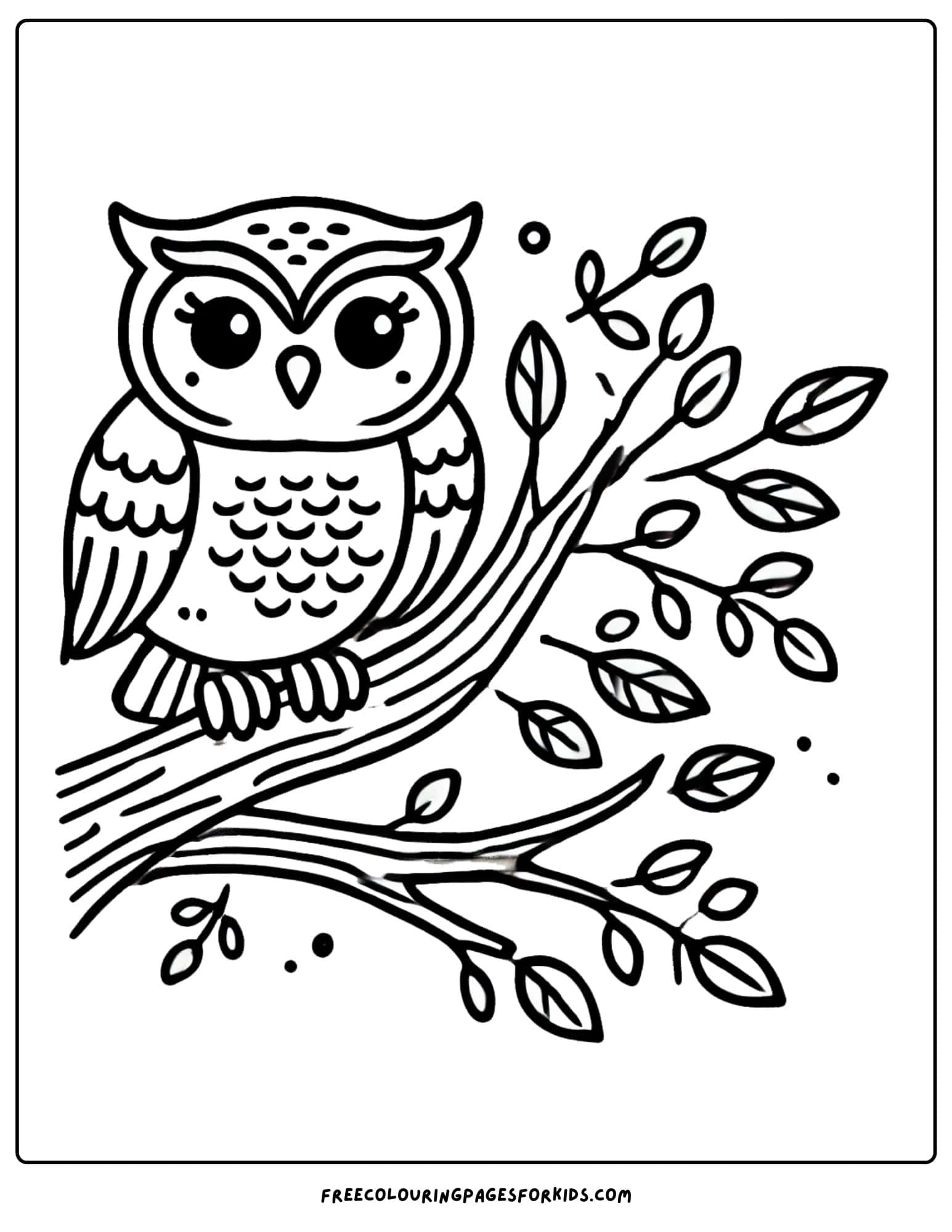 halloween owl in tree coloring page