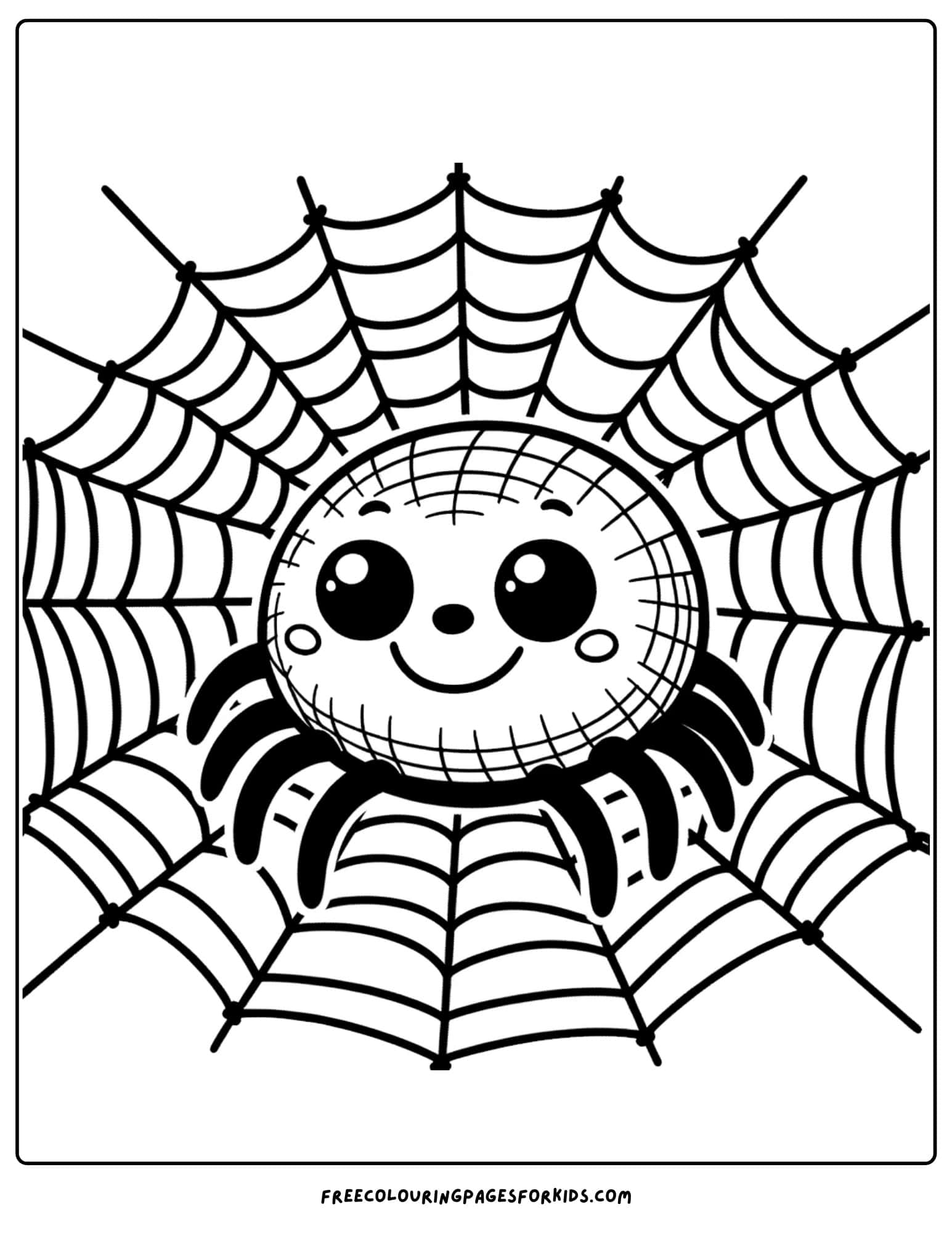 halloween spider in a web coloring page