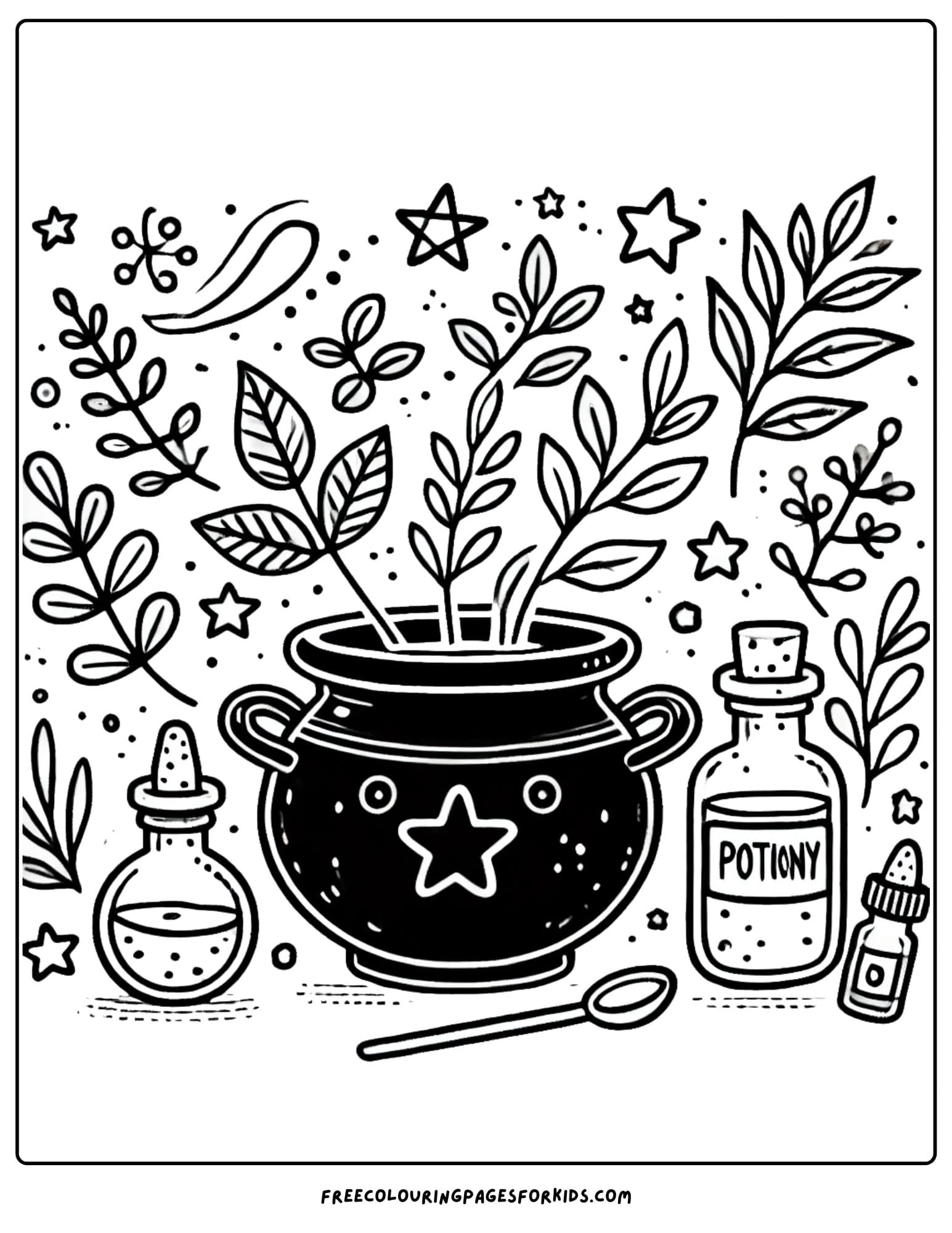 halloween witch's brew coloring page