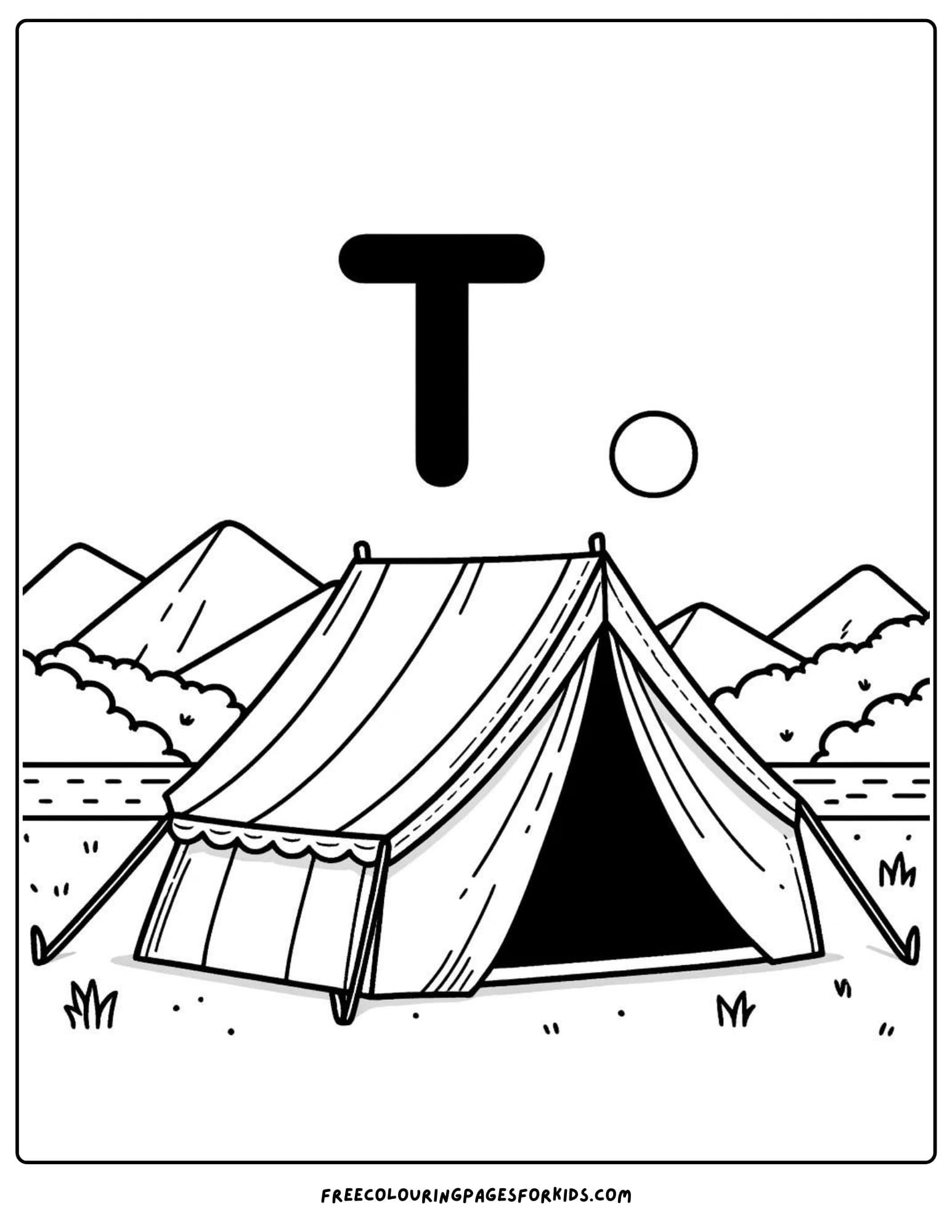 letter T for tent coloring page