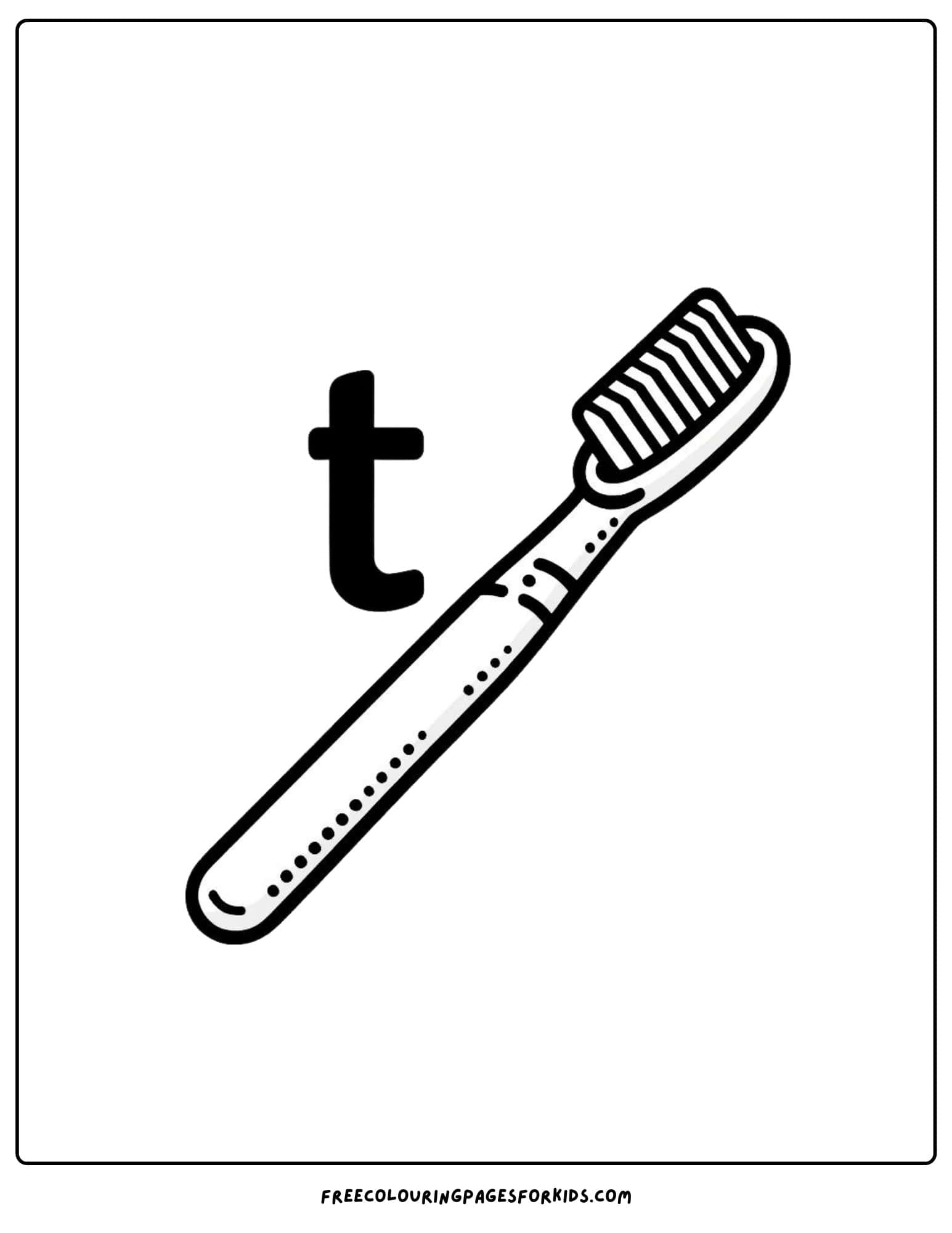 letter T for toothbrush coloring page