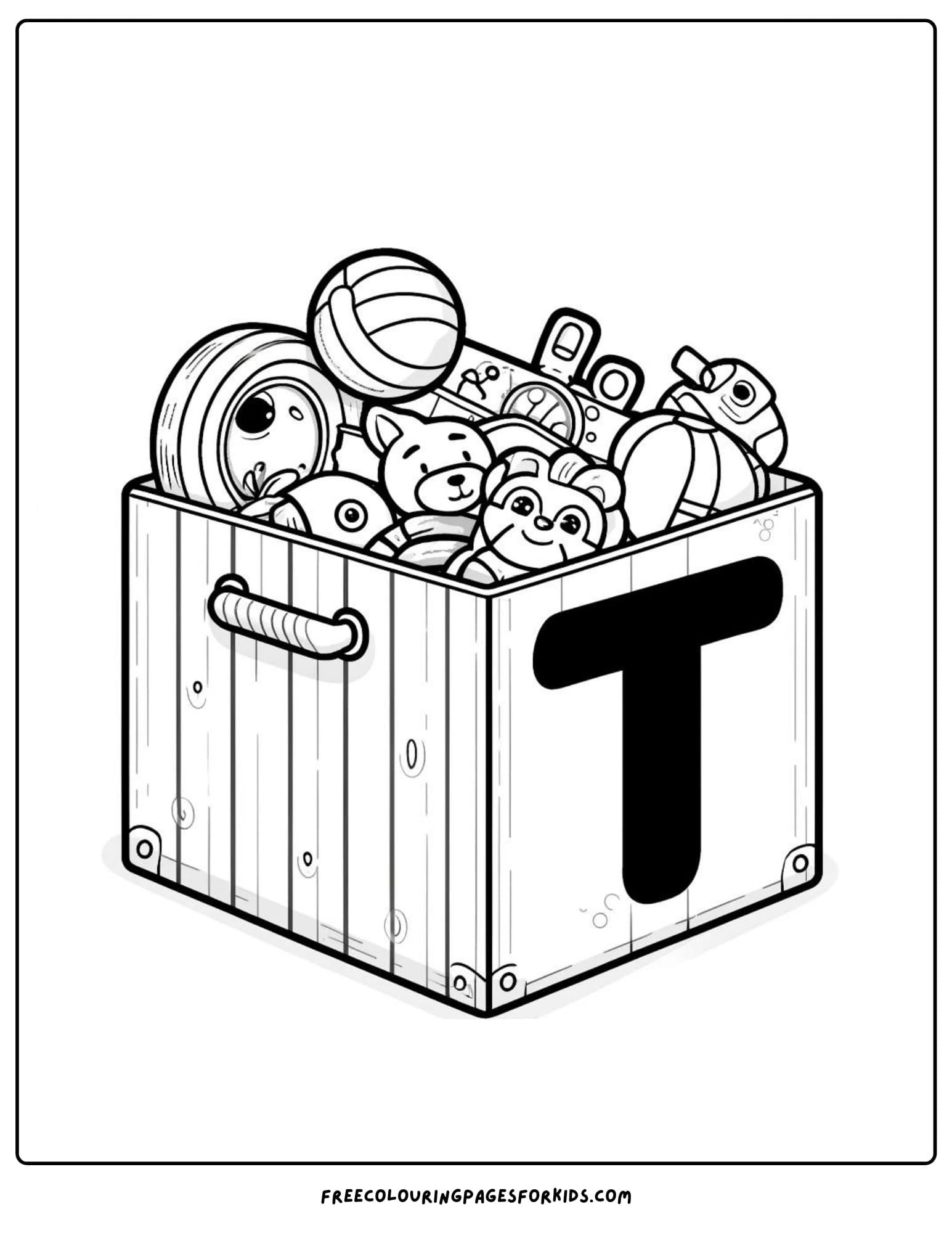 letter T for toys coloring page