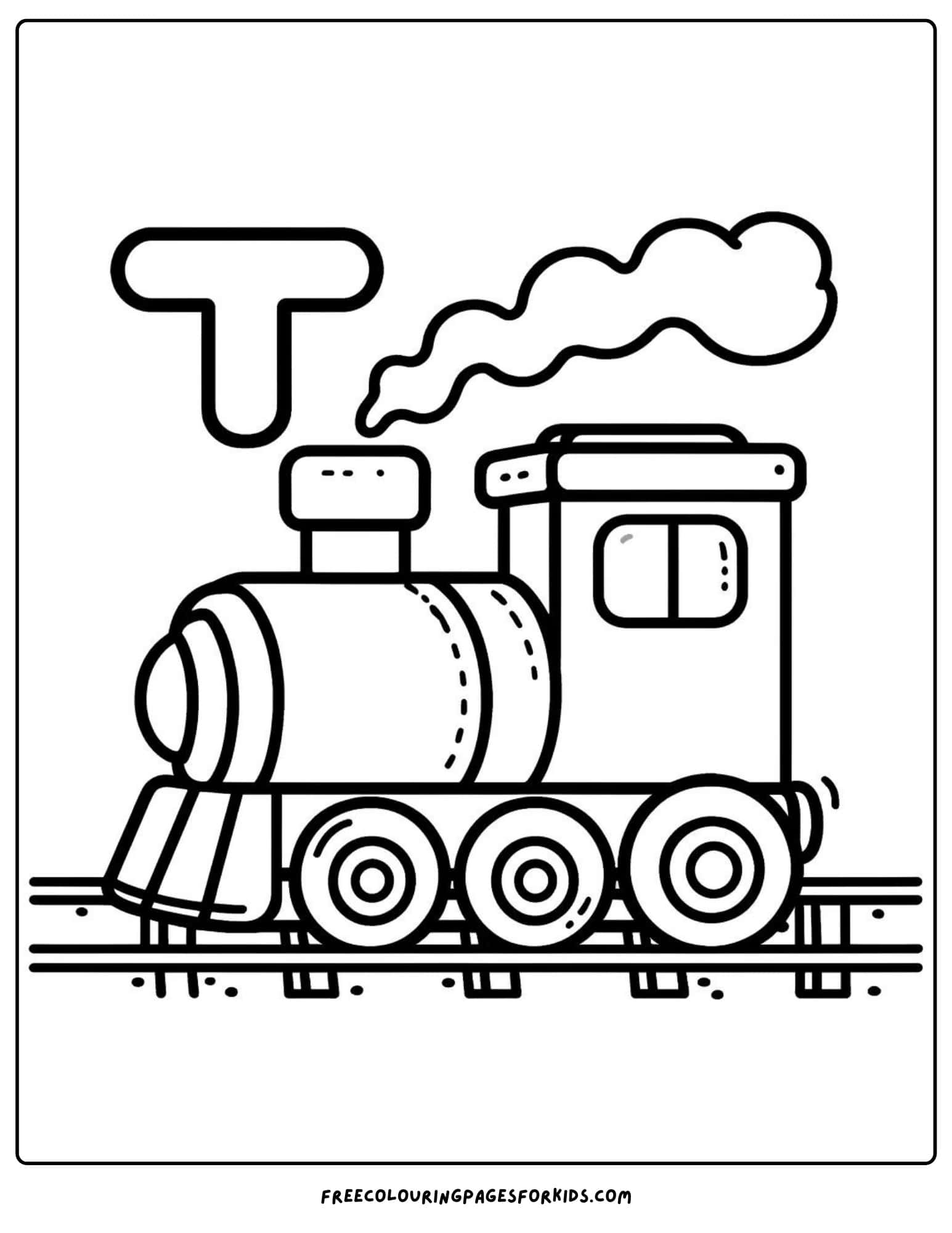 letter T for train coloring page