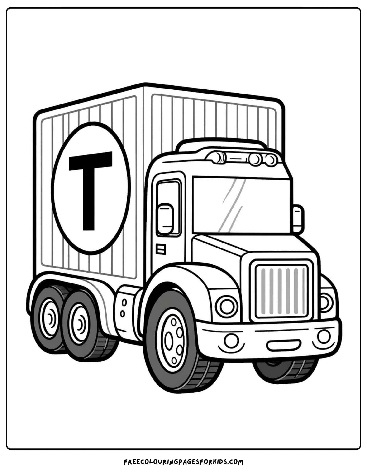 letter T for truck coloring page