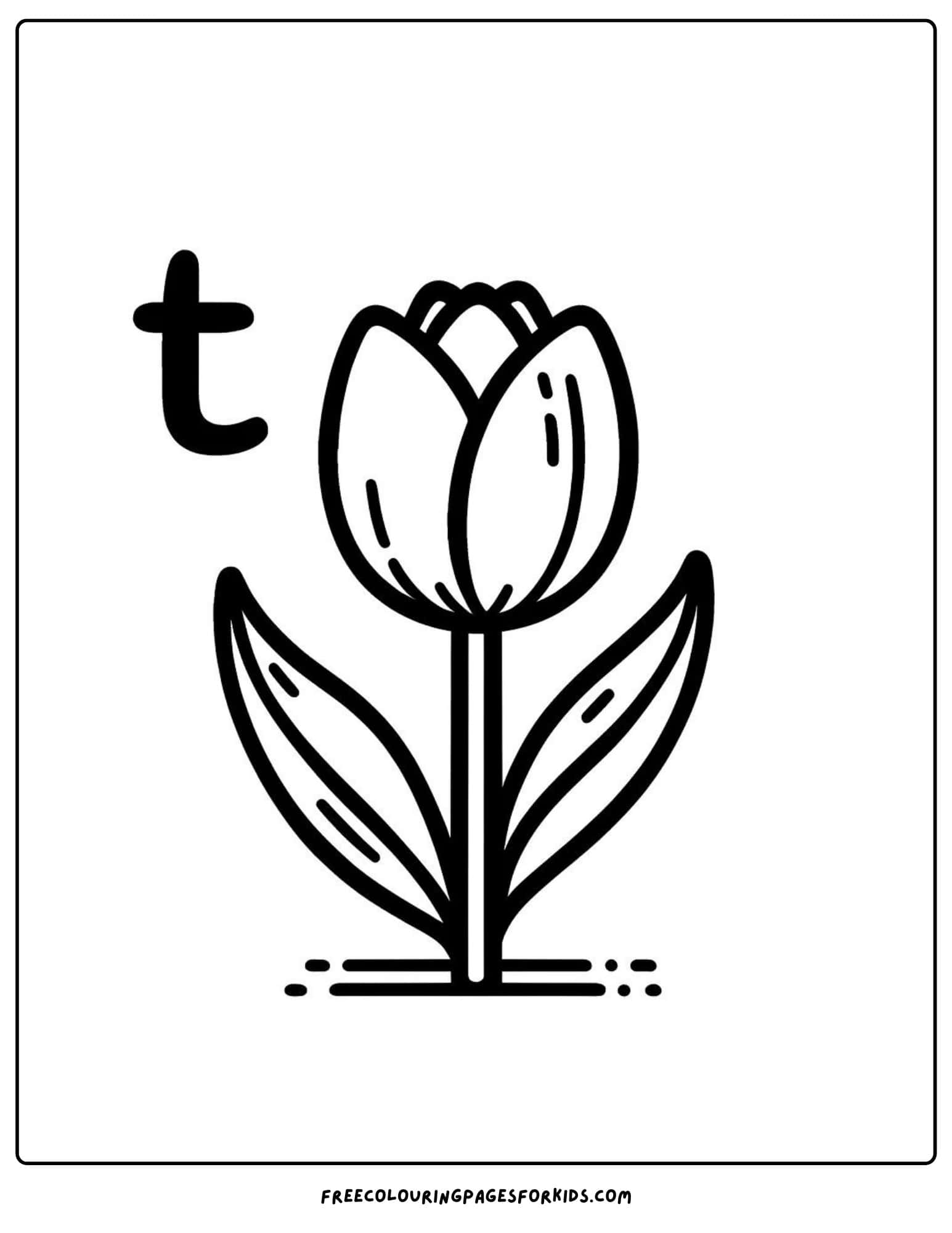 letter T for tulip coloring page