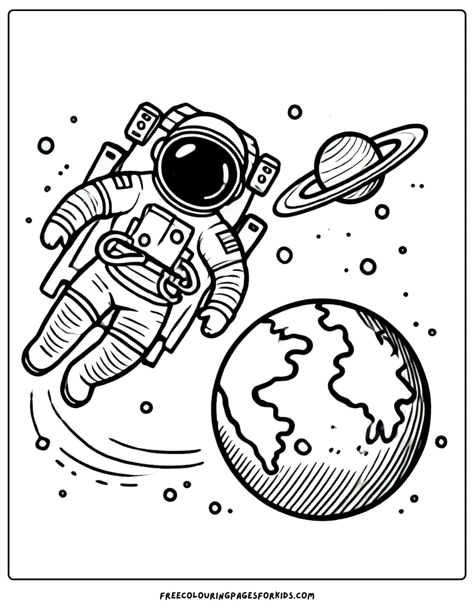 moon landing astronaut floating coloring page