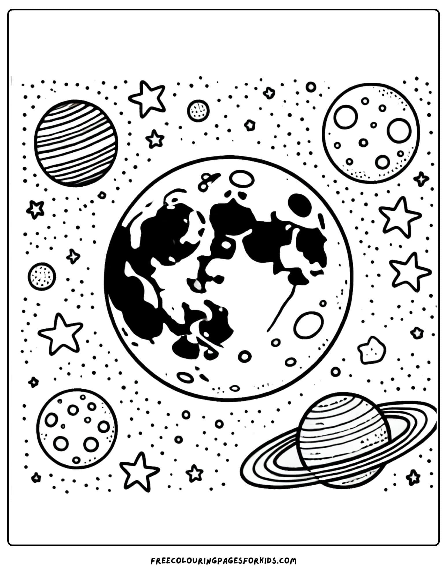 moon landing moon and stars coloring page