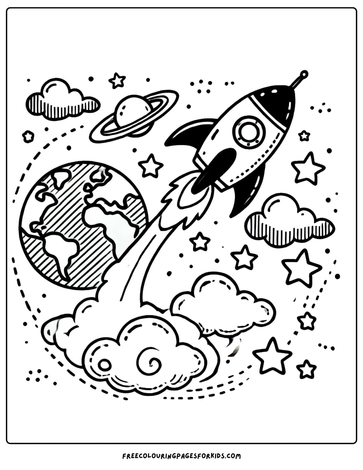 moon landing rocket coloring page