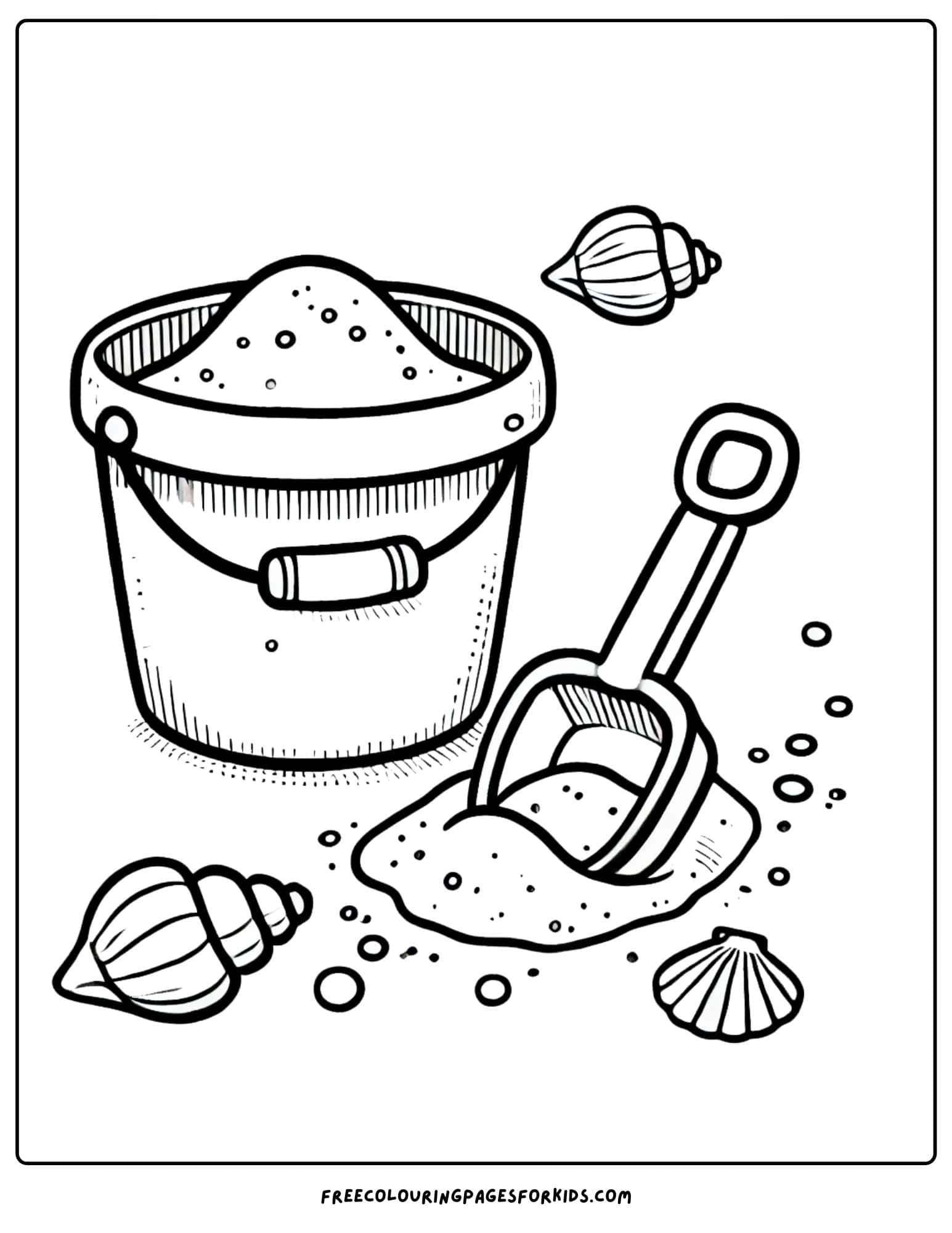 national beach day bucket and spade coloring page