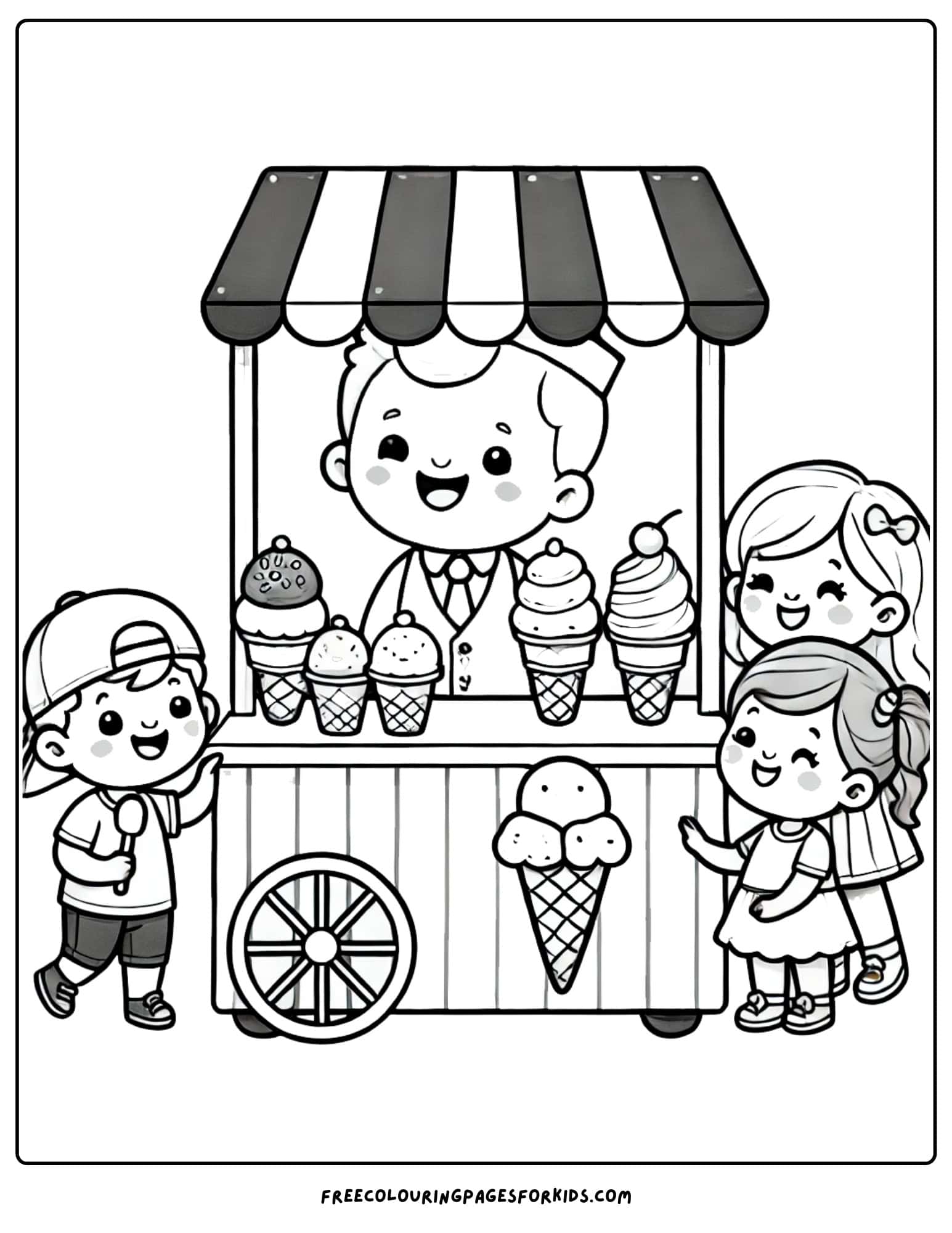 national beach day ice cream stand coloring page