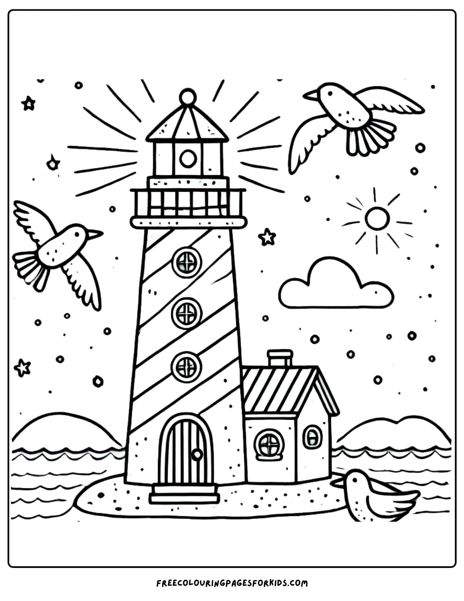 national beach day lighthouse coloring page