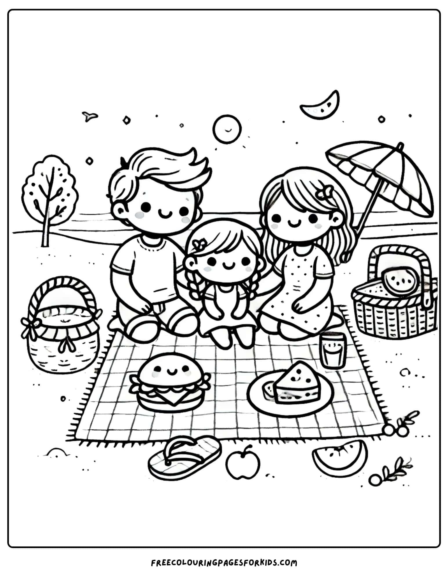 national beach day picnic coloring page