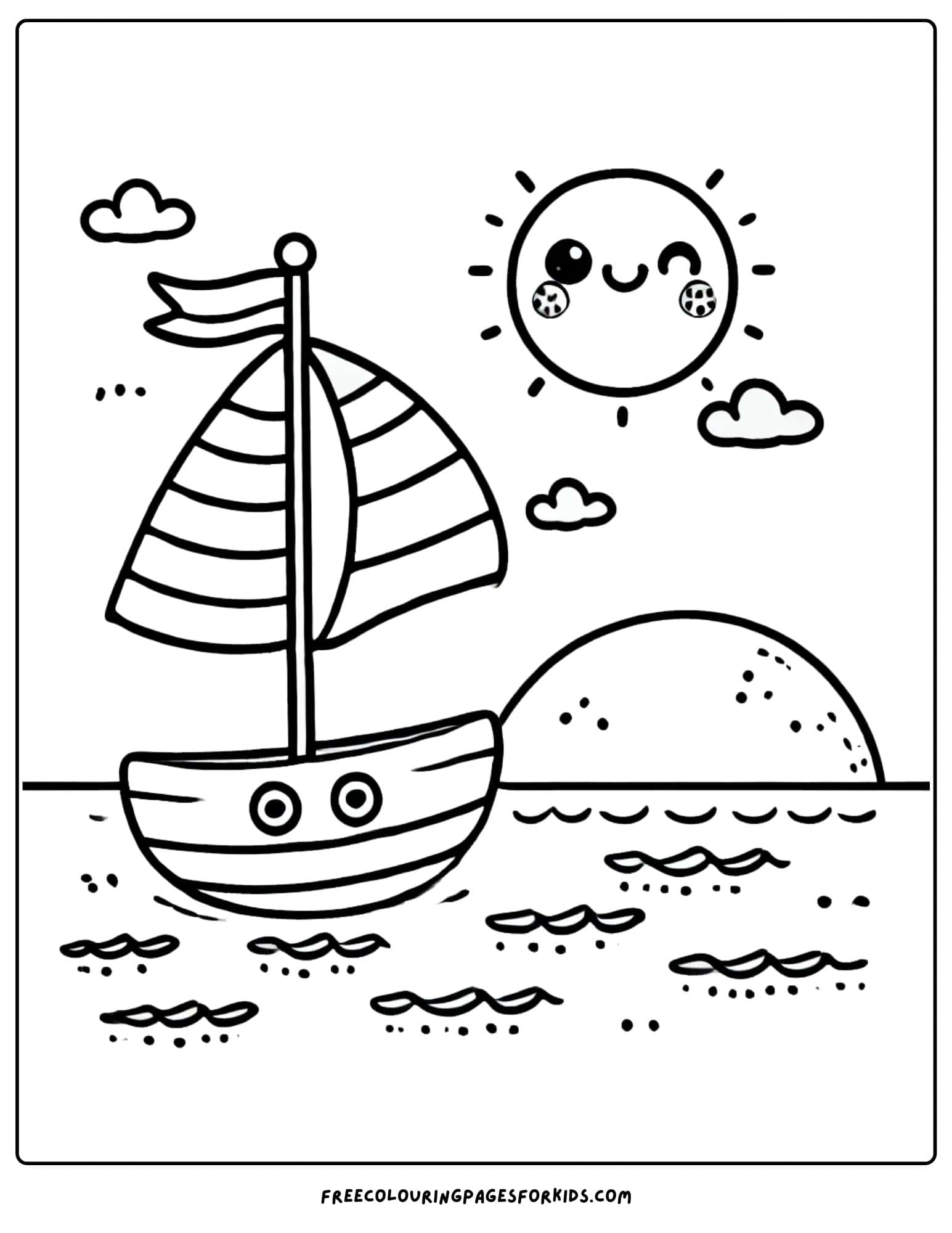 national beach day sailboat coloring page