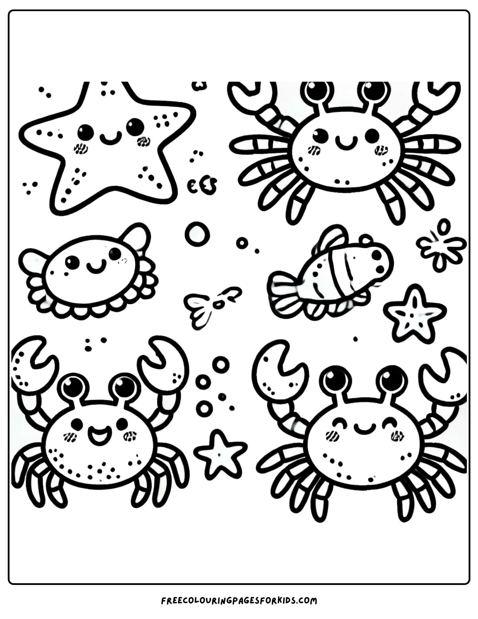 national beach day sea creatures coloring page