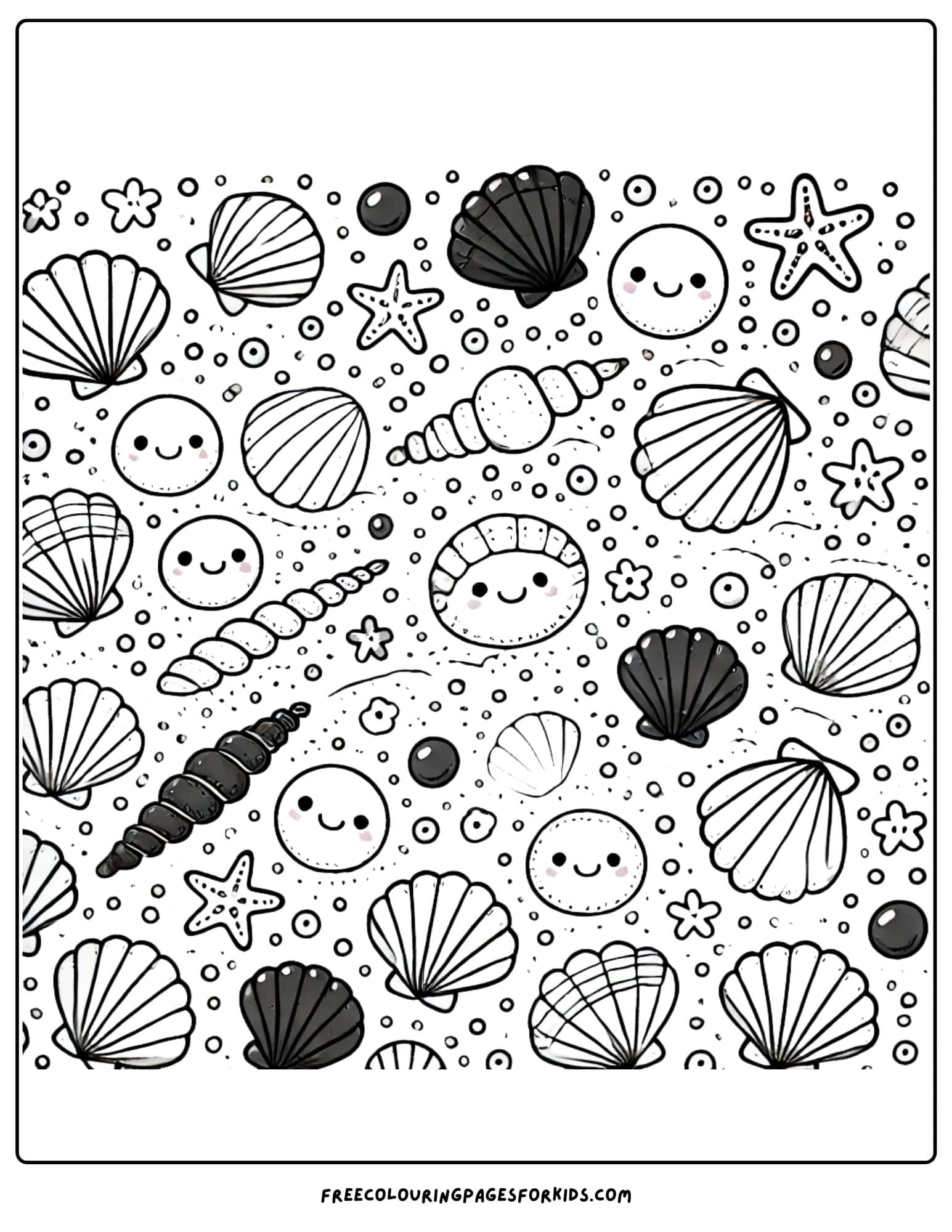 national beach day seashells coloring page