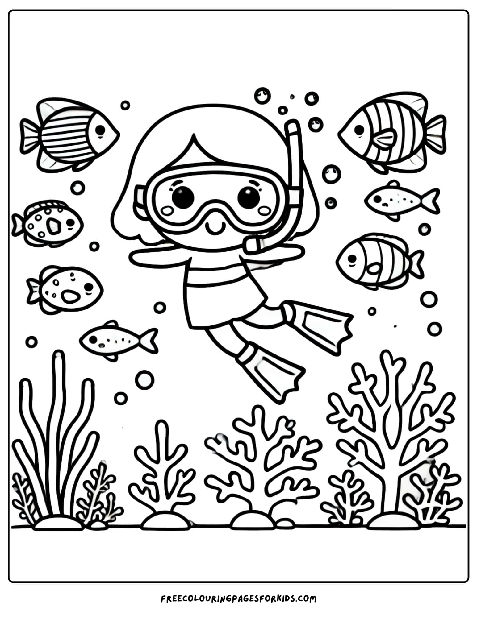 national beach day snorkeling coloring page