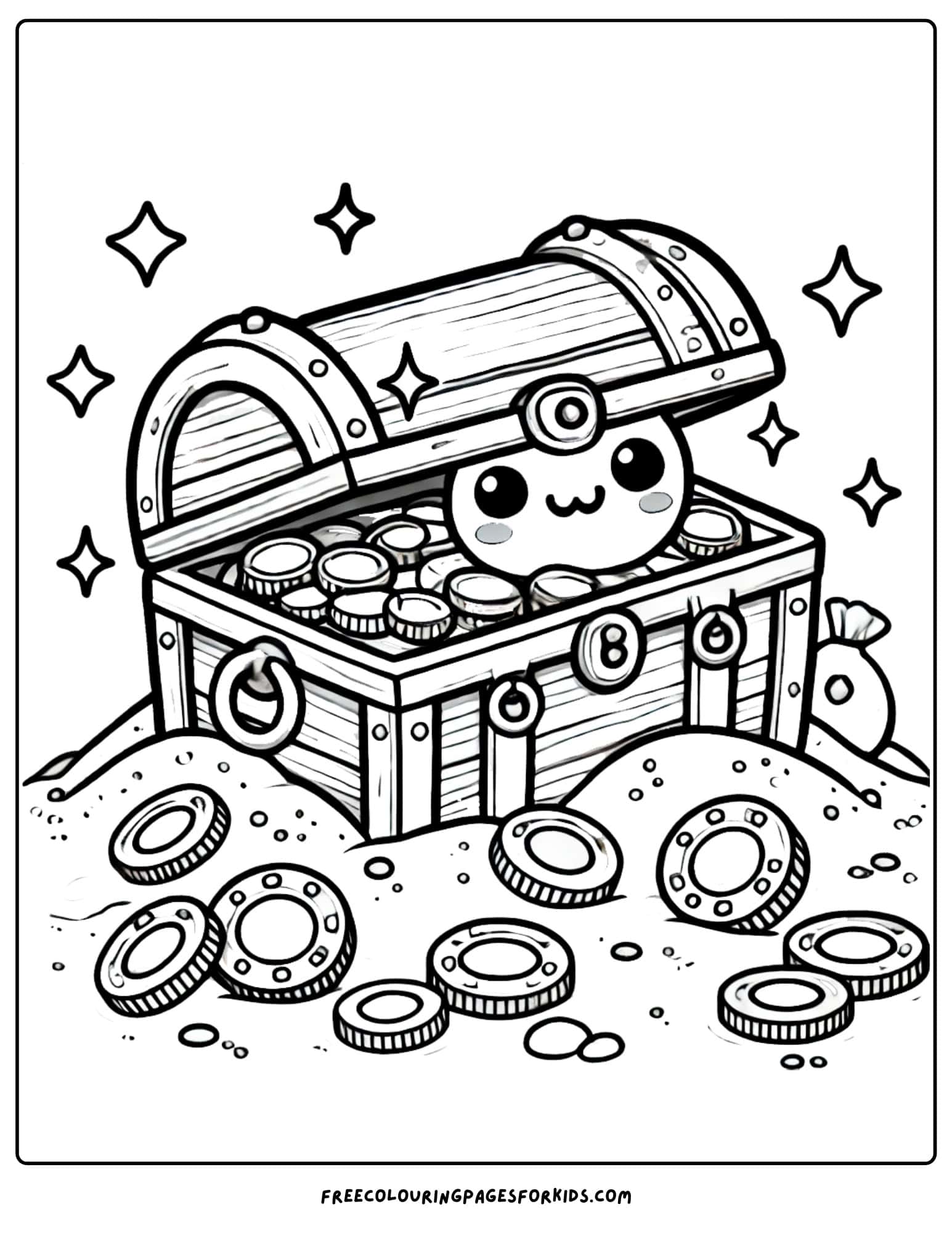 national beach day treasure chest coloring page