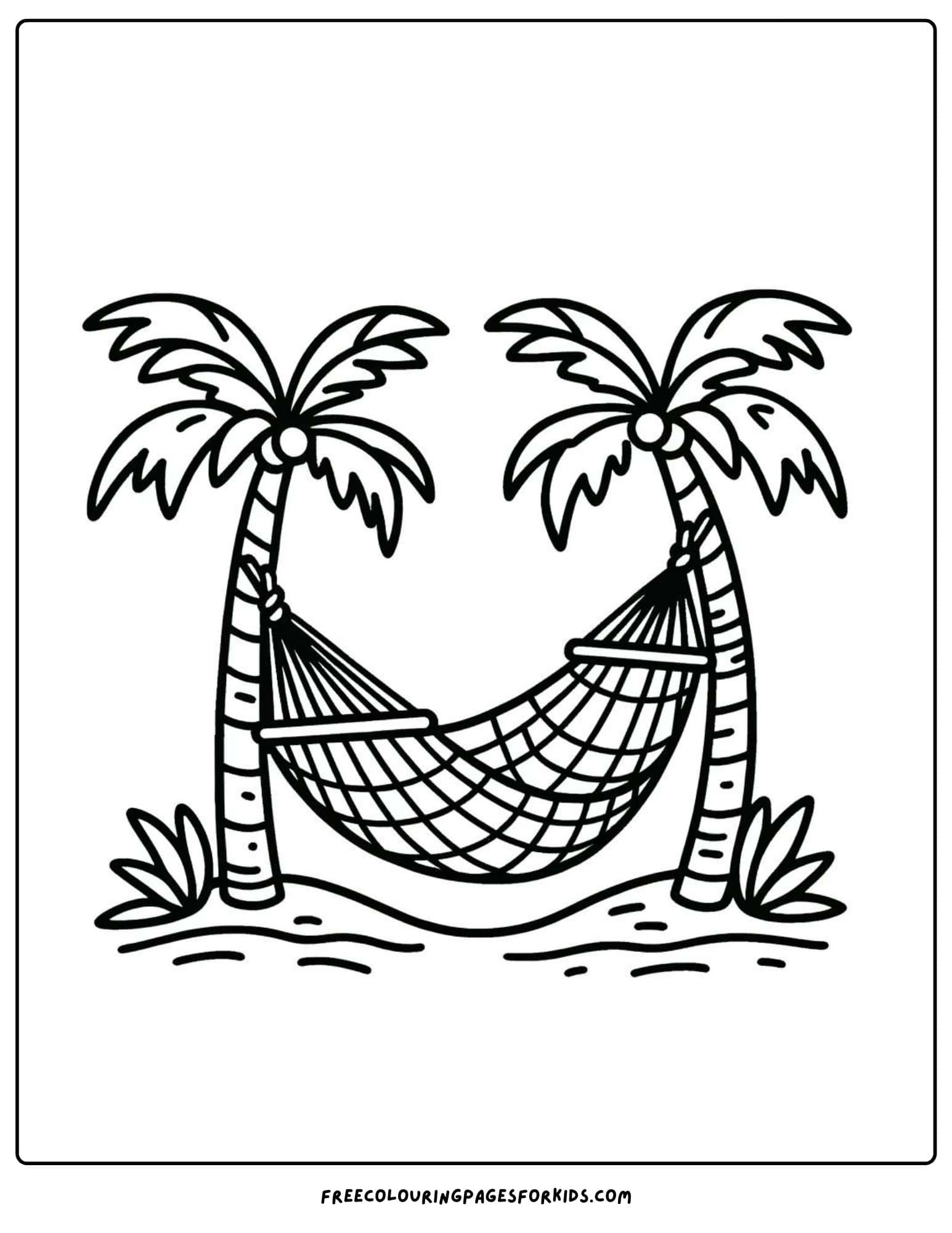 palm tree and hammock coloring page