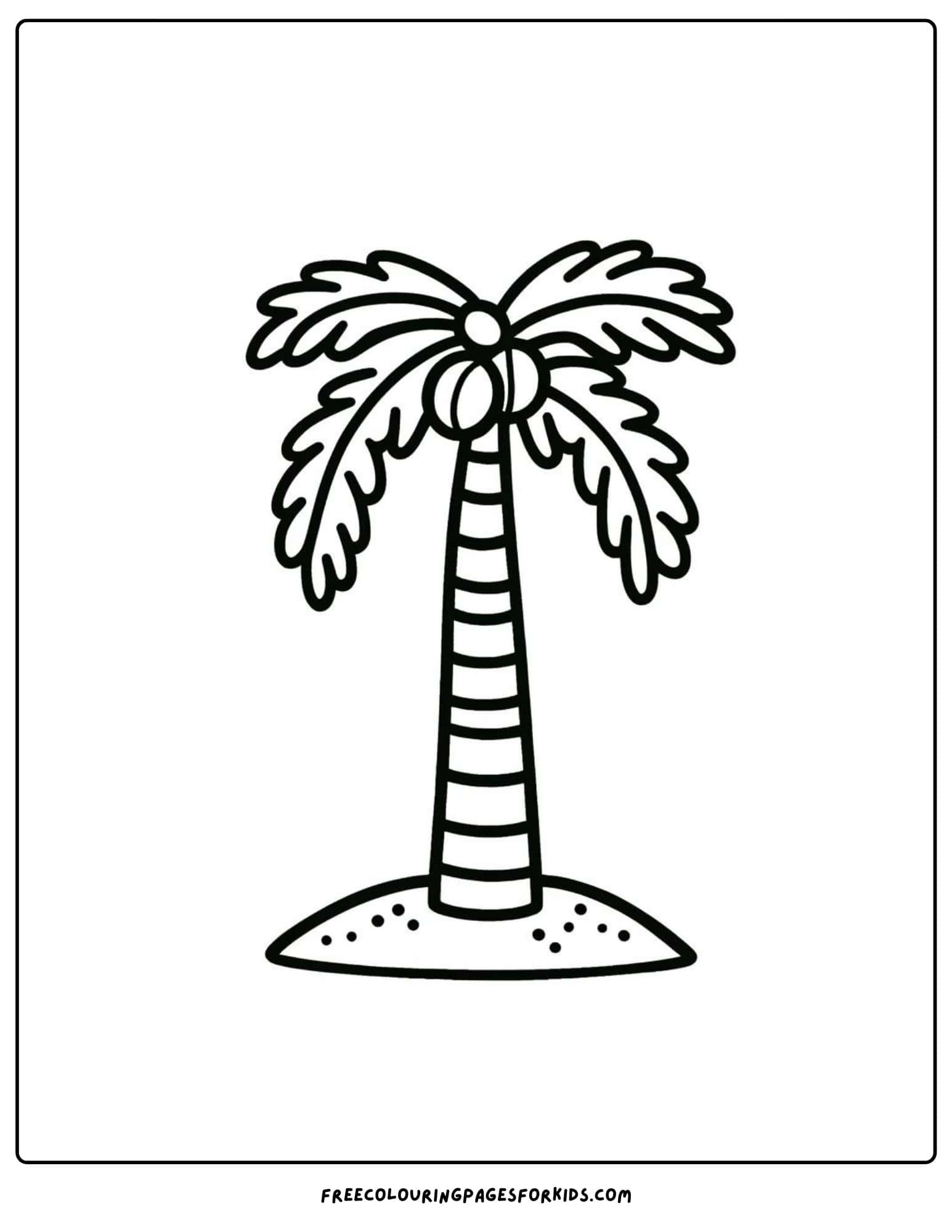 palm tree and coconuts coloring page