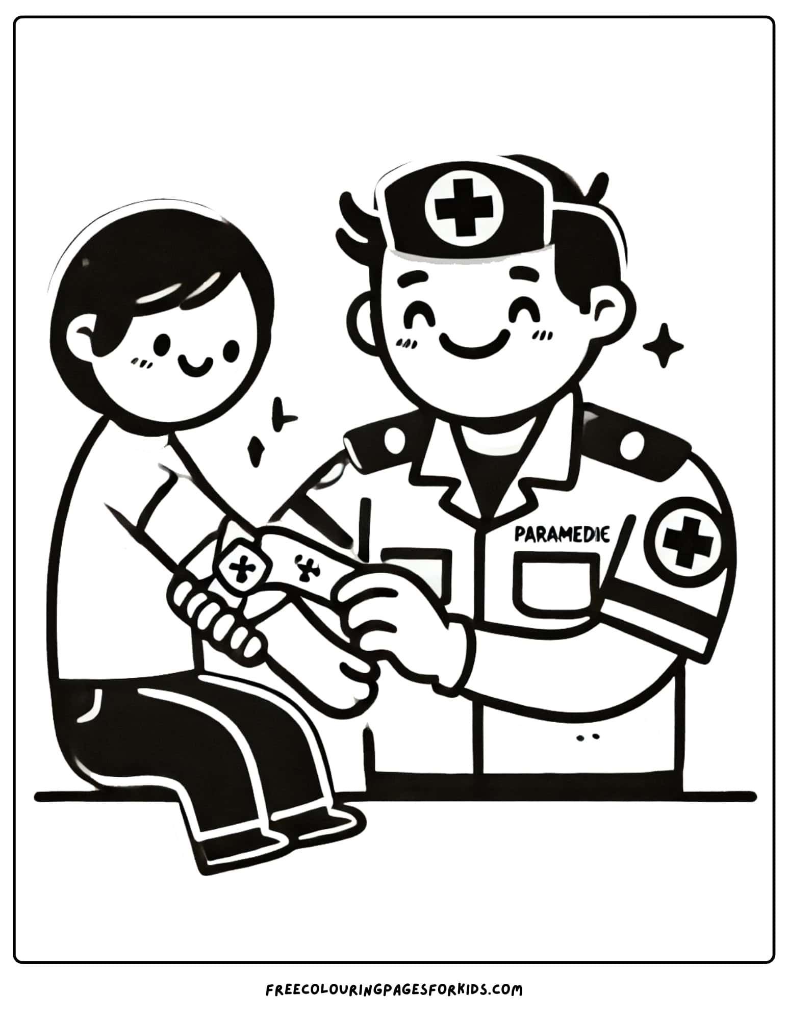 paramedic applying a bandage coloring page