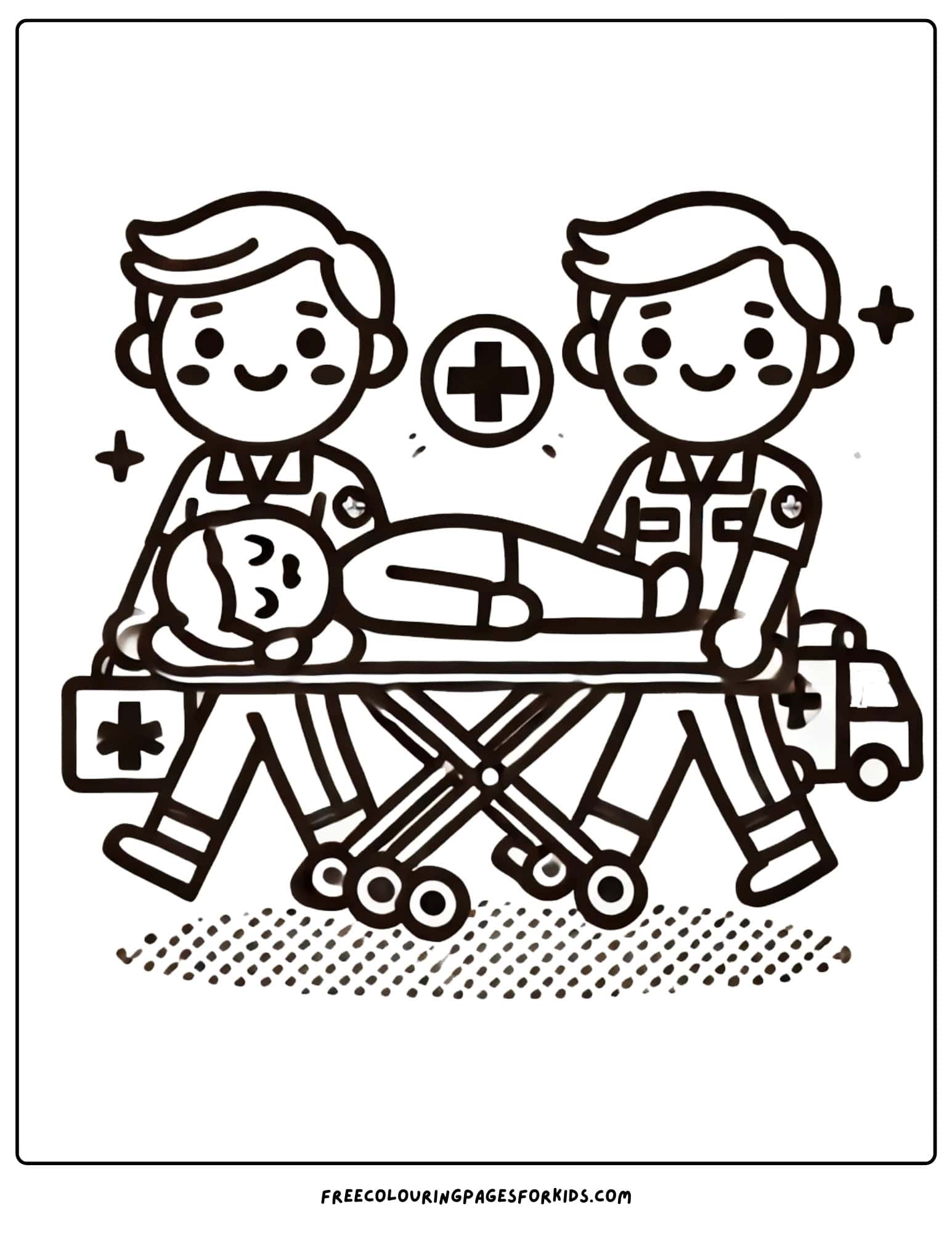 paramedic carrying on a stretcher coloring page