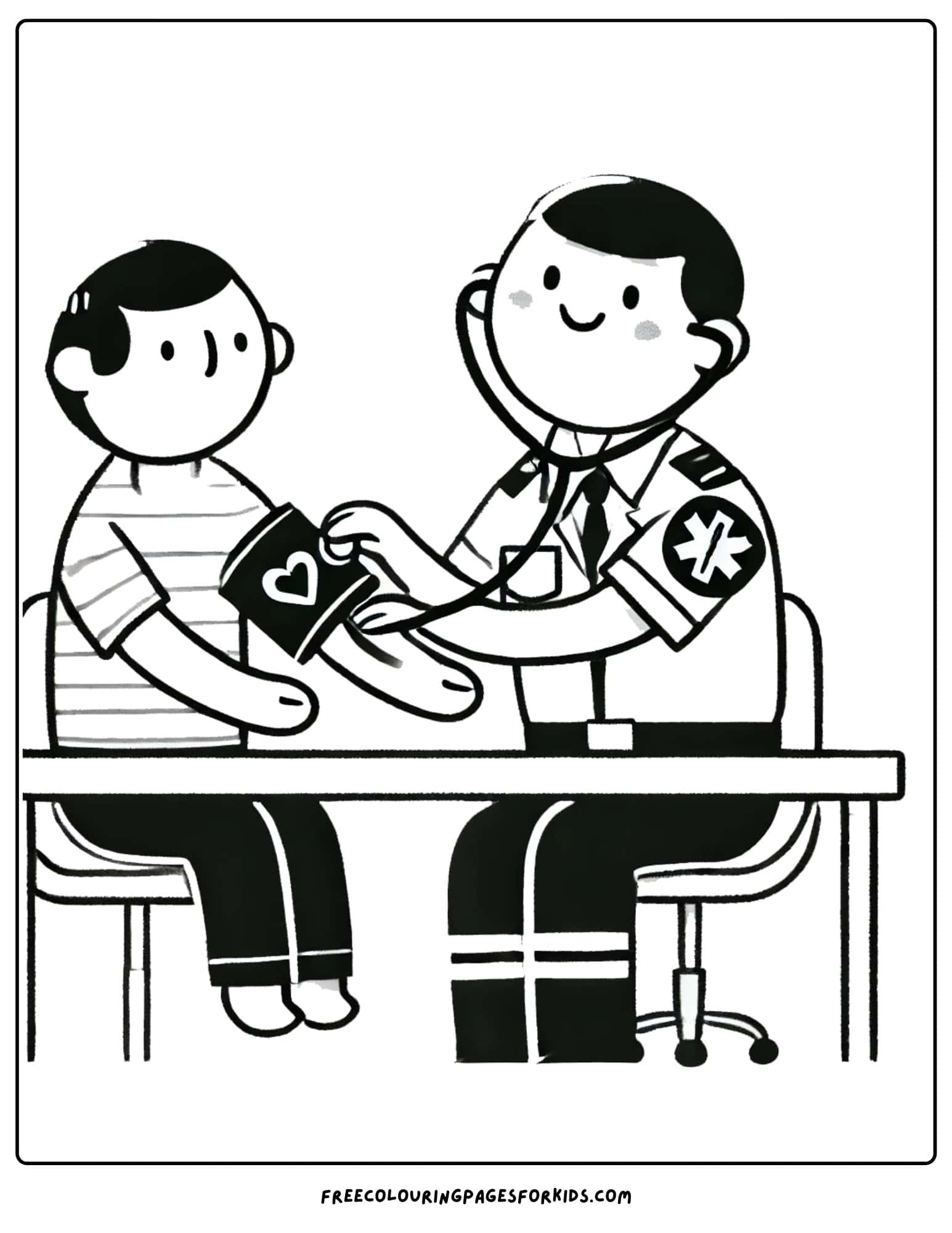 paramedic checking blood pressure coloring page