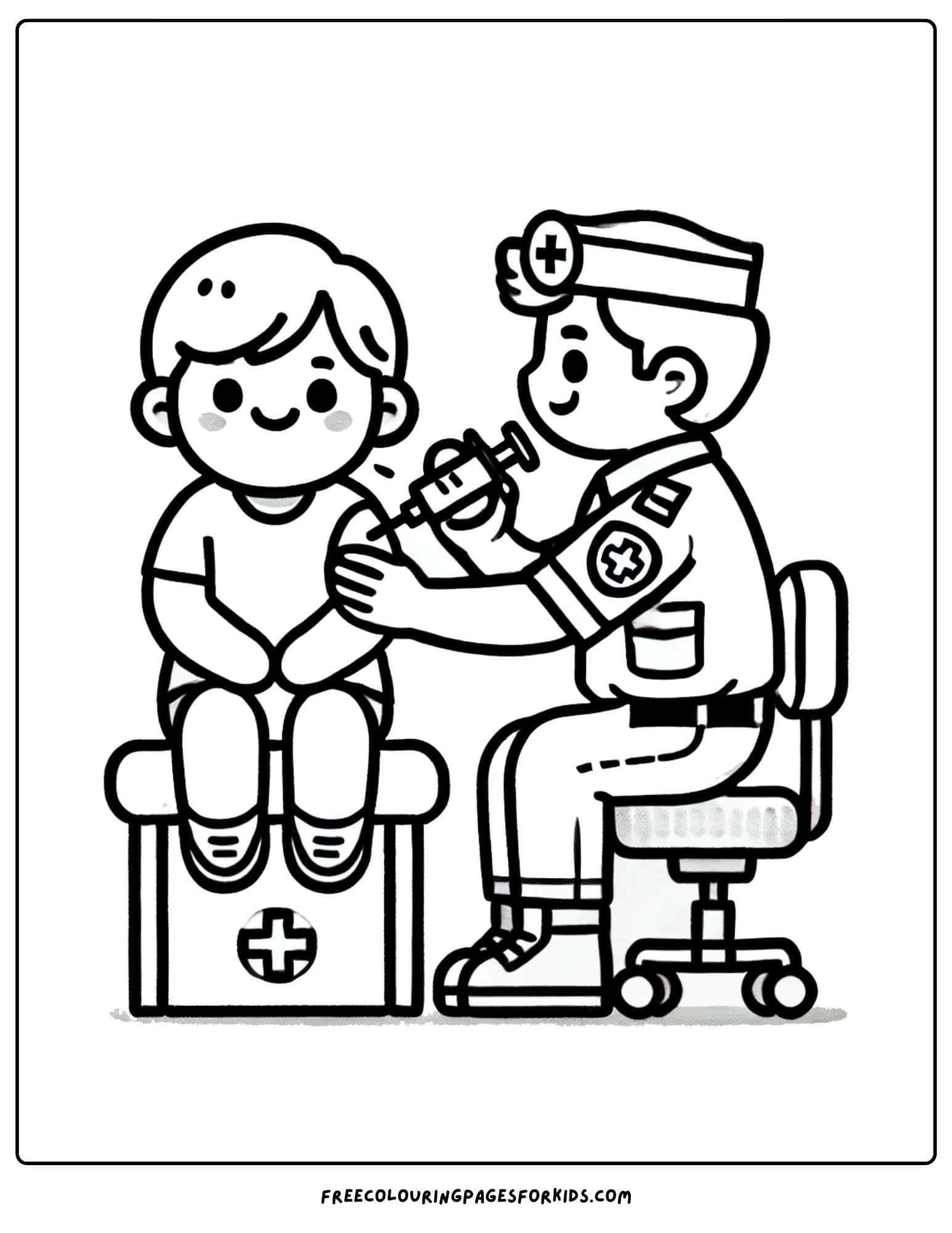 paramedic giving a needle coloring page