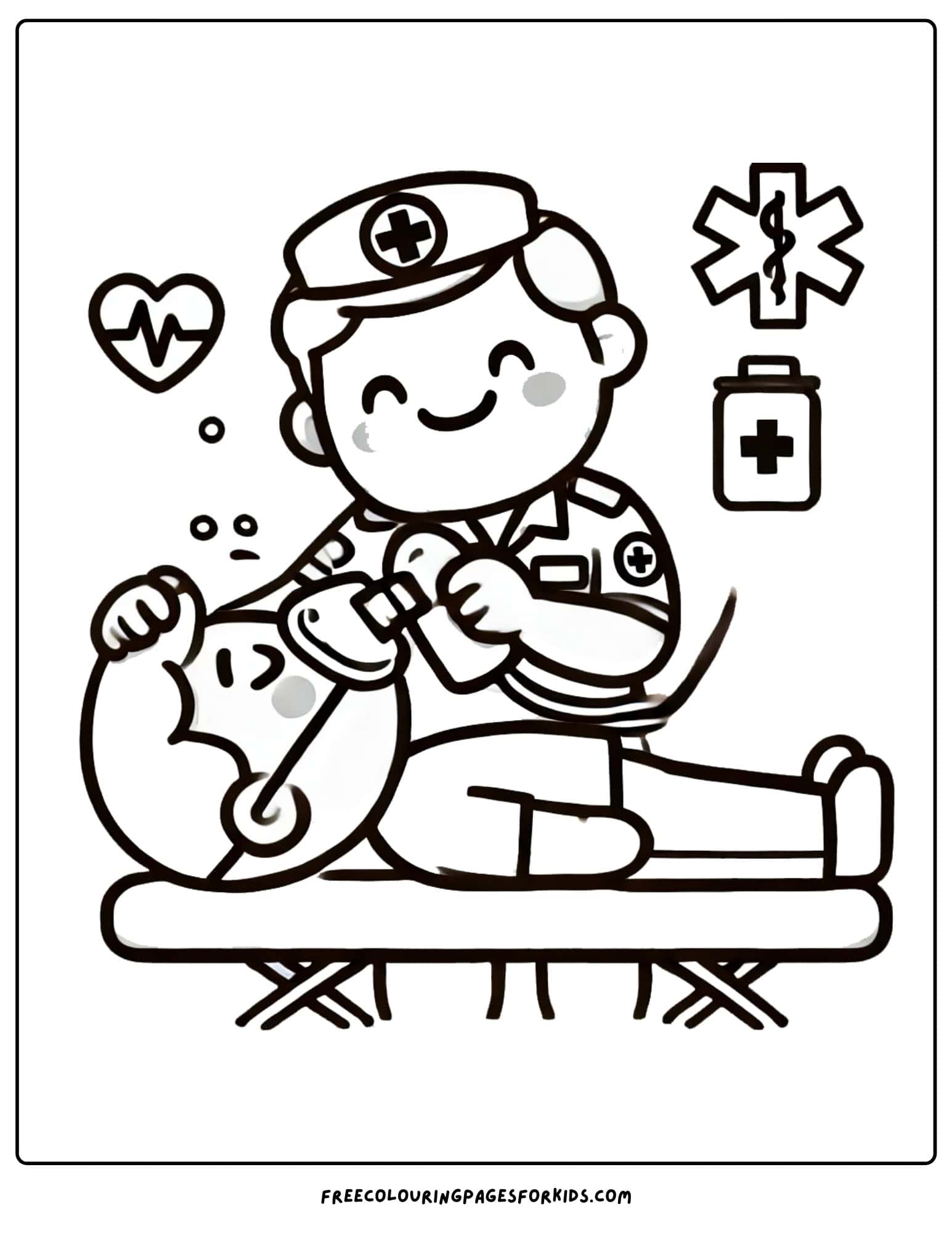 paramedic ugiving oxygensing coloring page