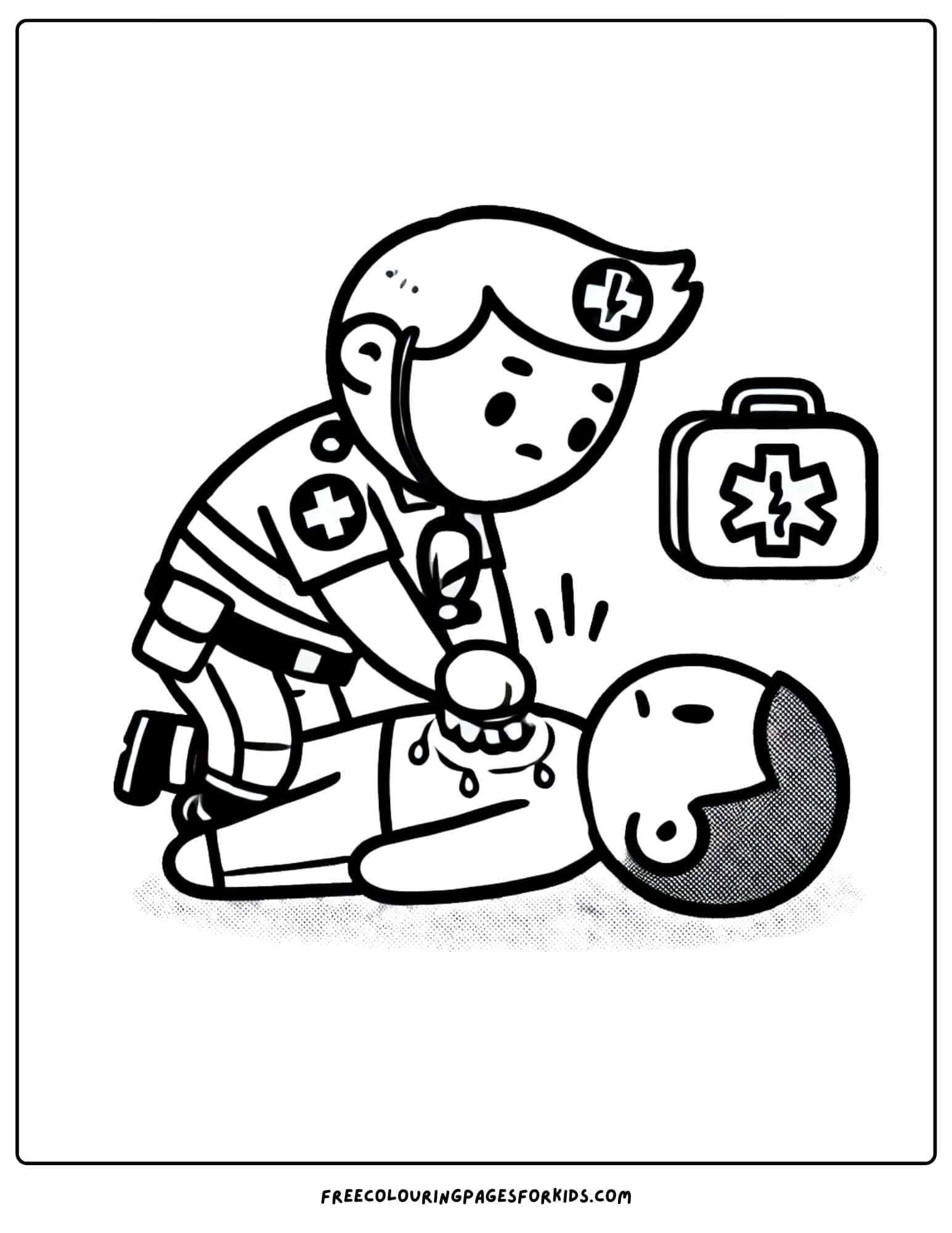 paramedic performing cpr coloring page