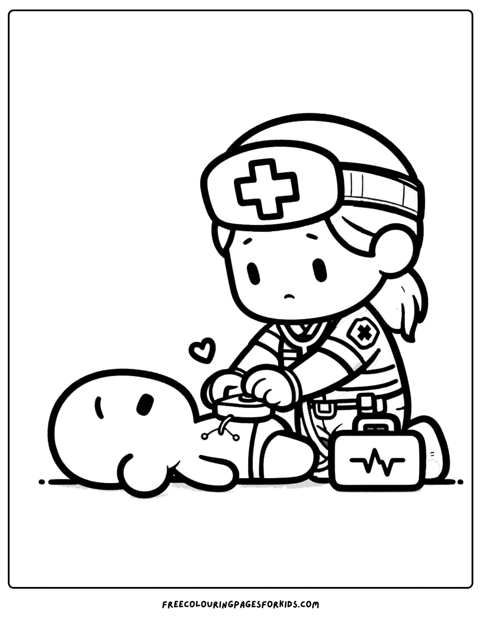 paramedic using a defibrillator coloring page