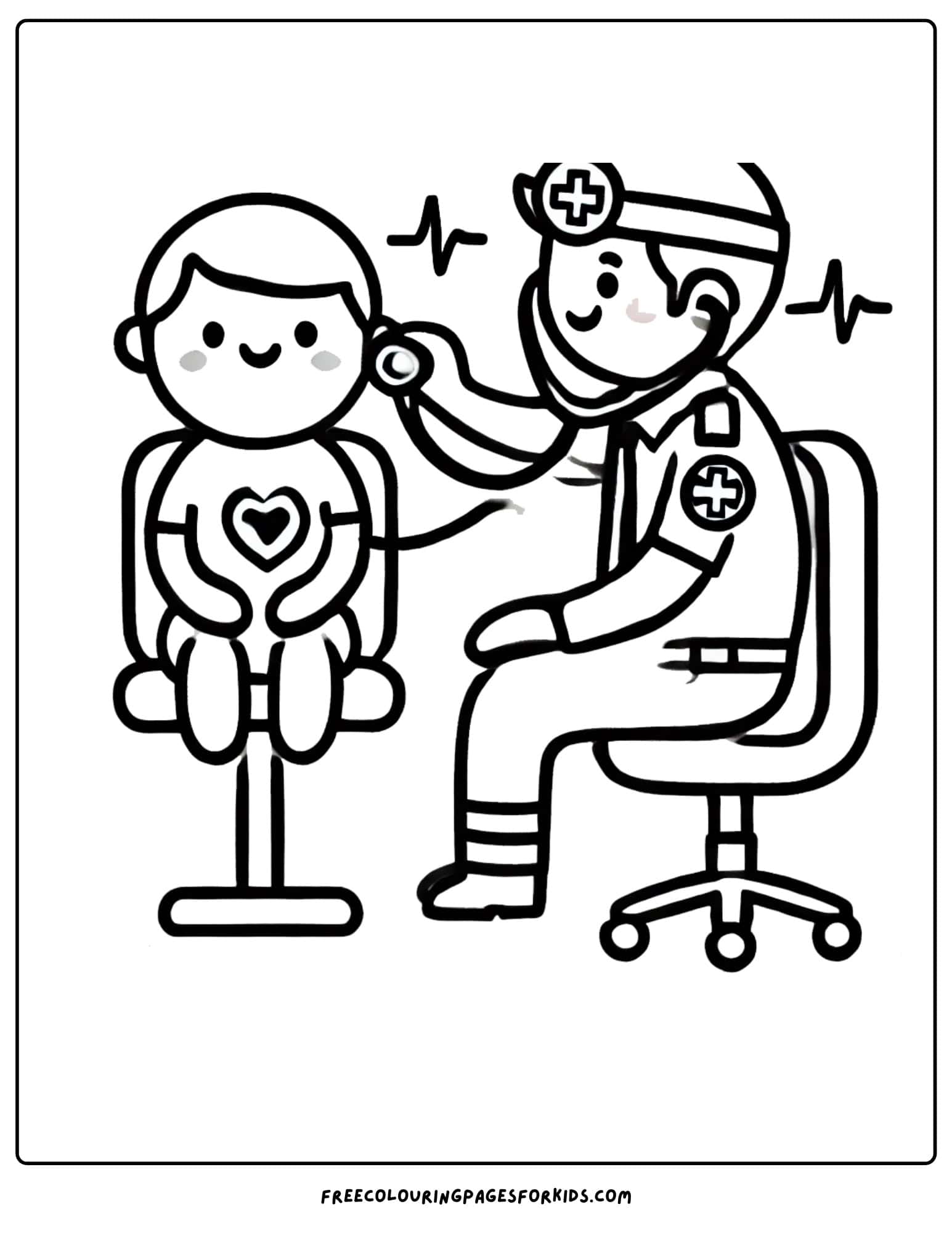 paramedic using a stethoscope coloring page