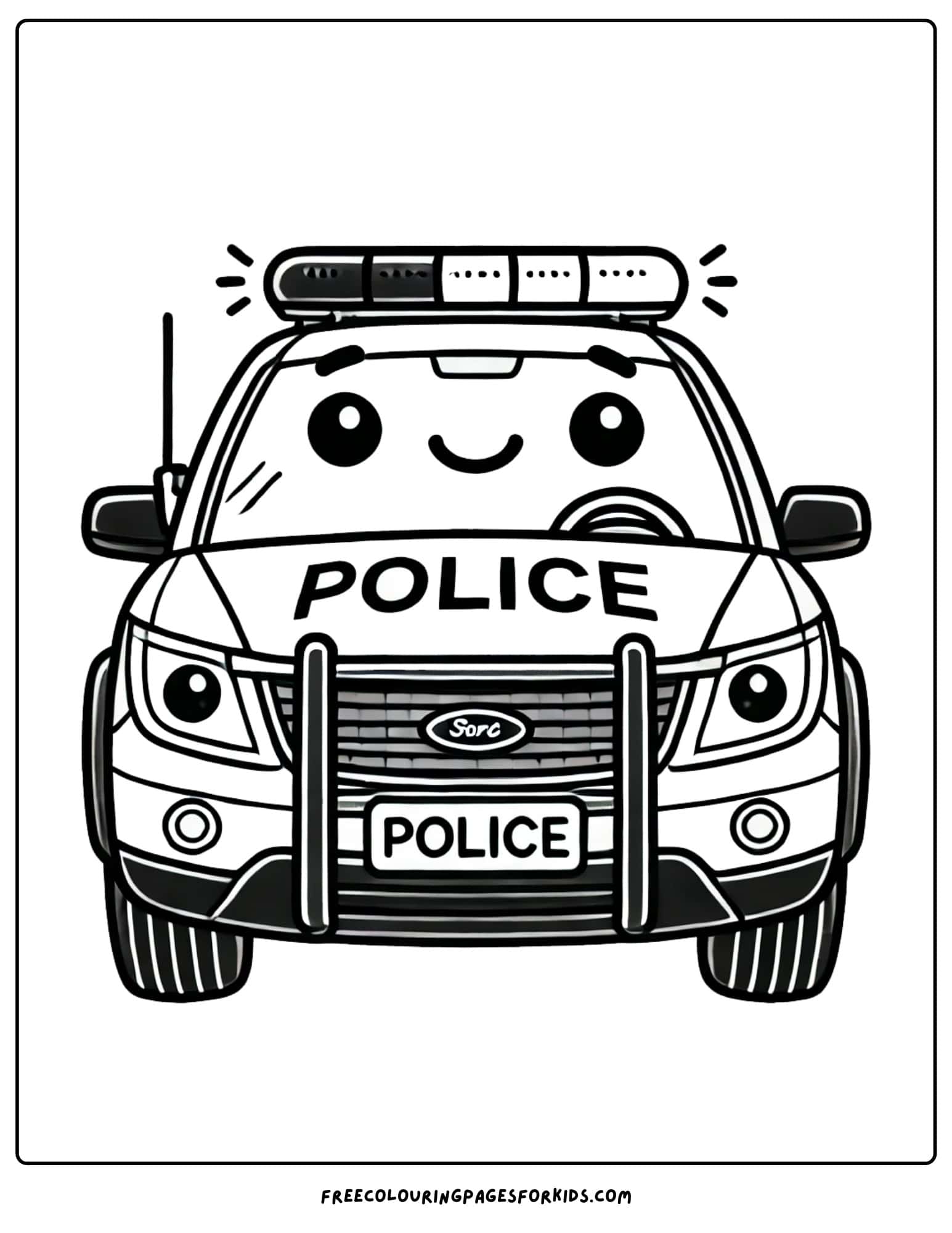 police car front view coloring page