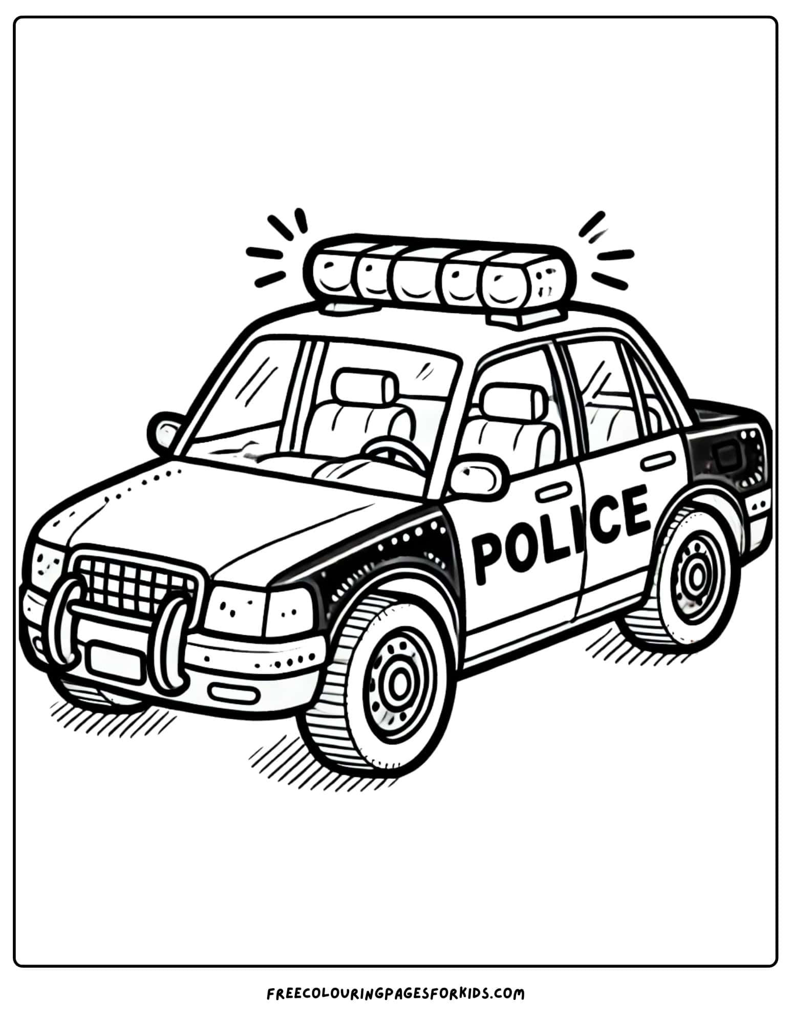 police car lights on coloring page