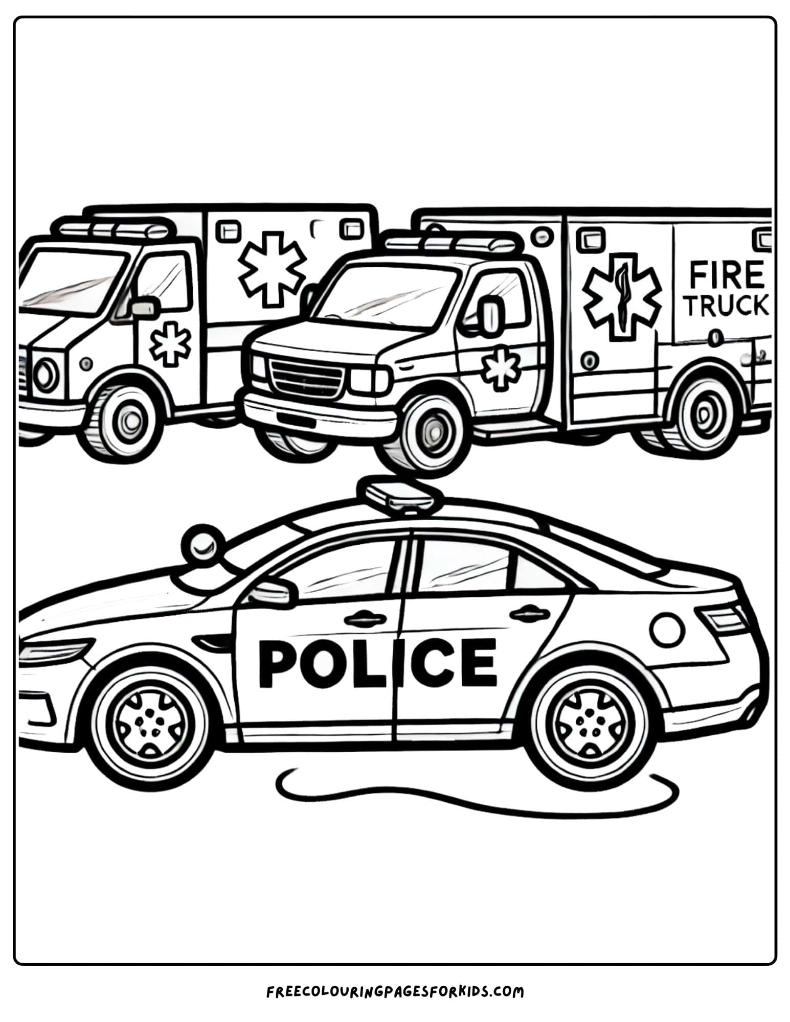 police car with friends coloring page