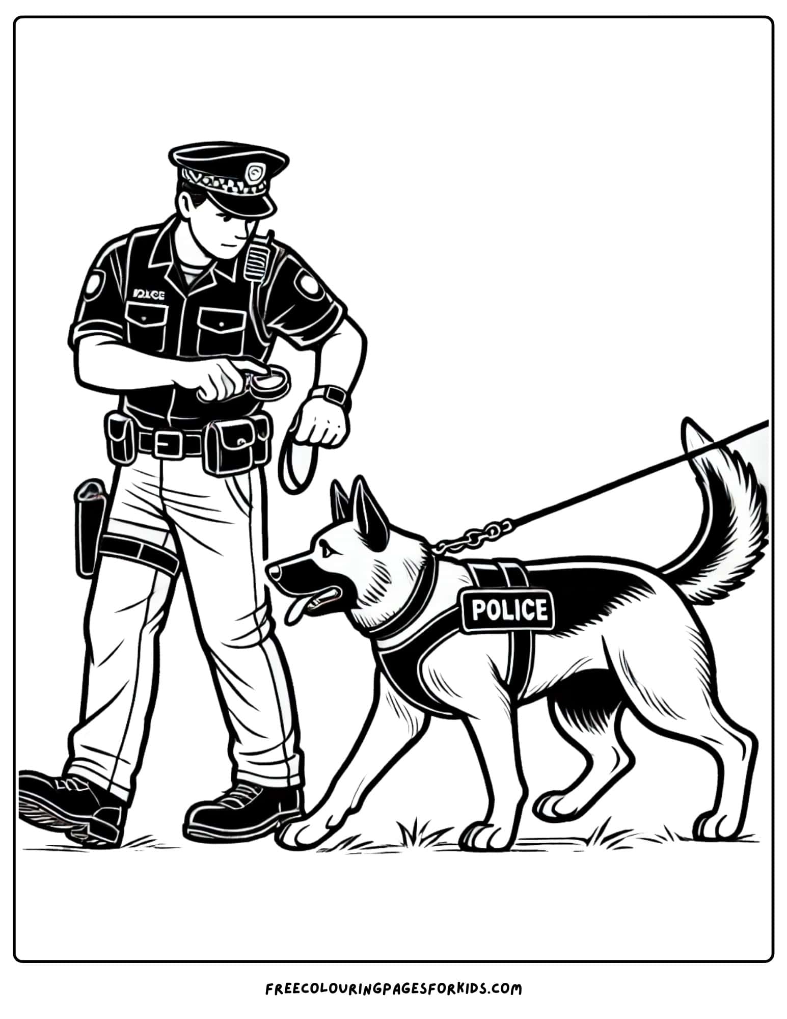 police officer and k9 unit coloring page