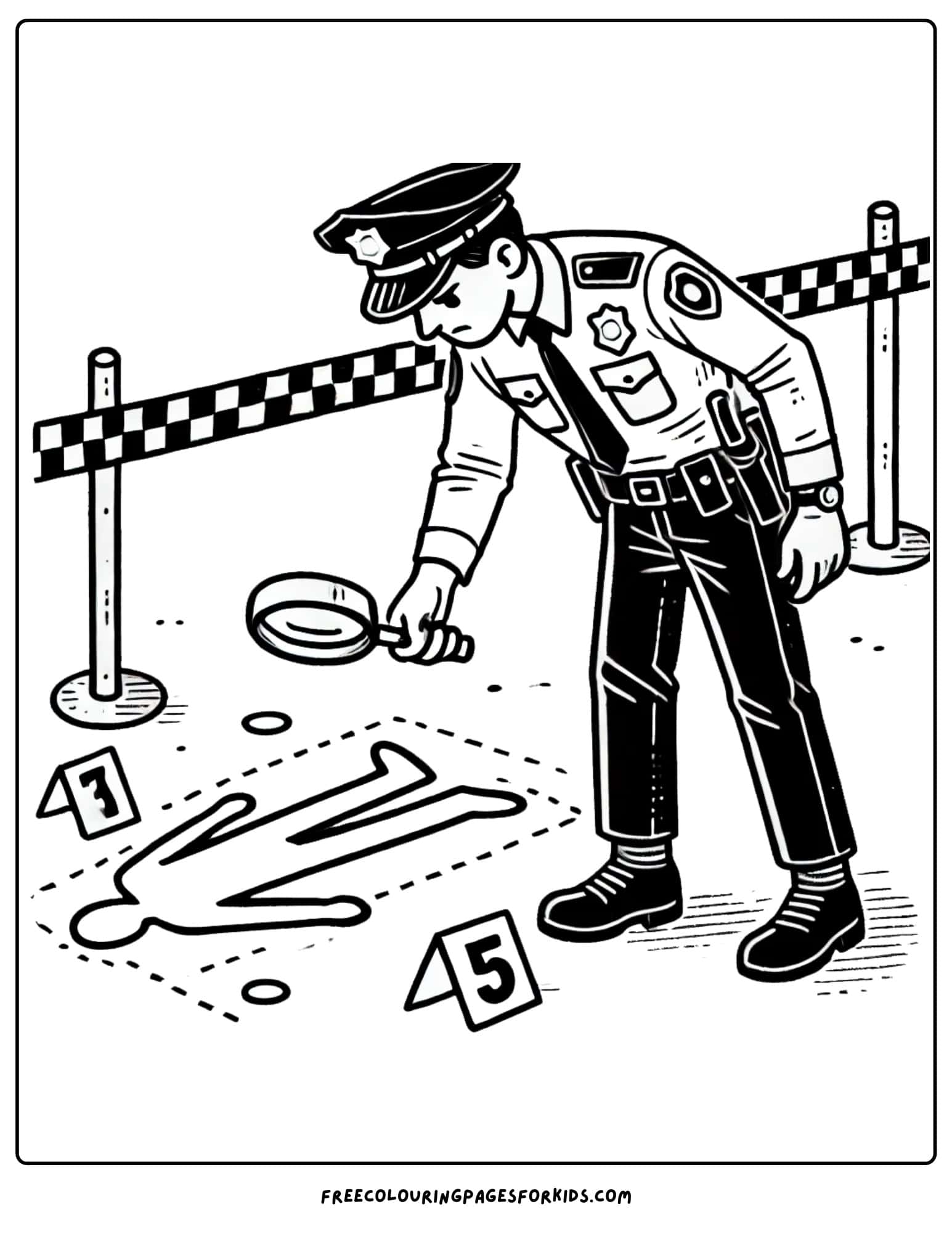 police officer crime scene coloring page