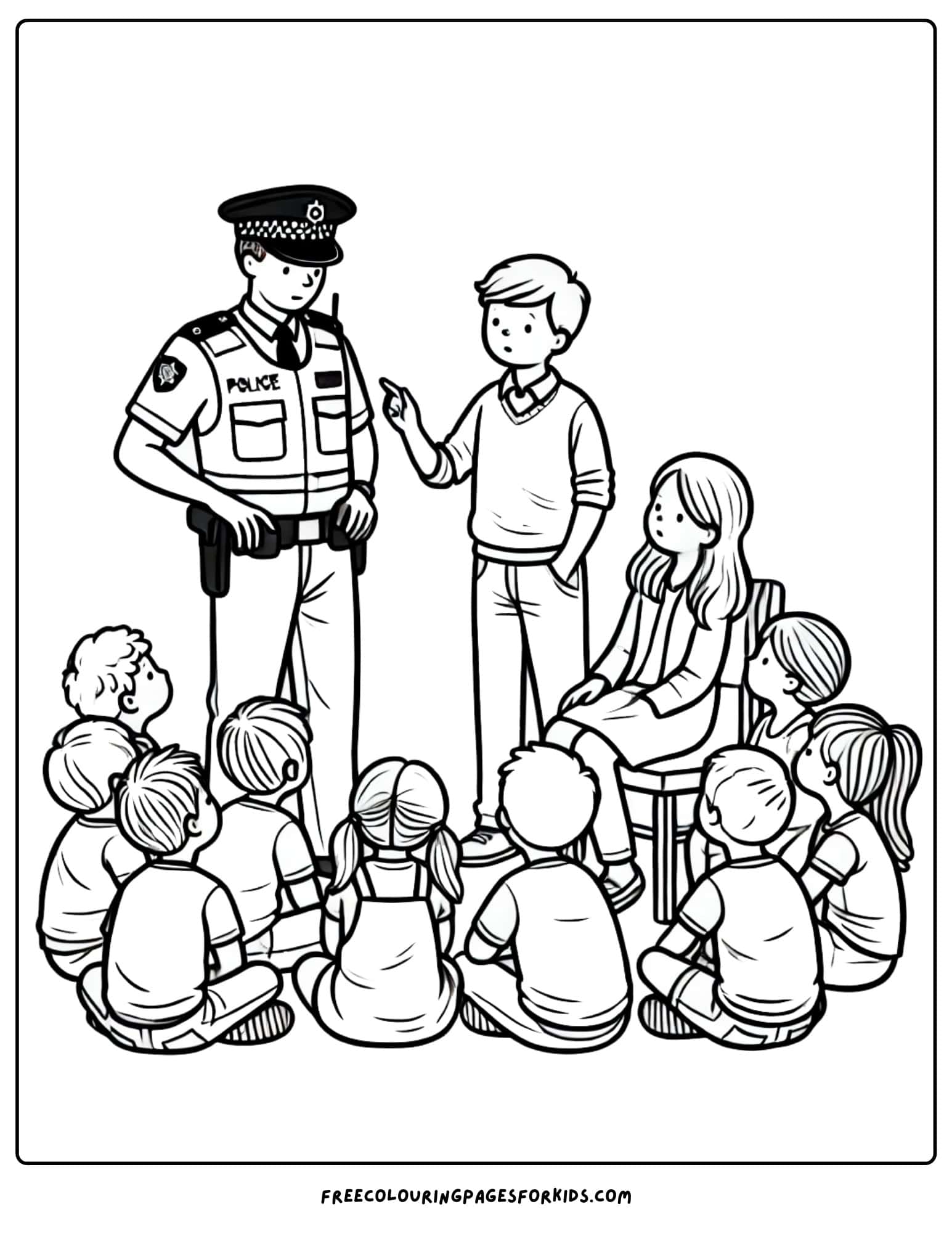 police officer safety presentation coloring page