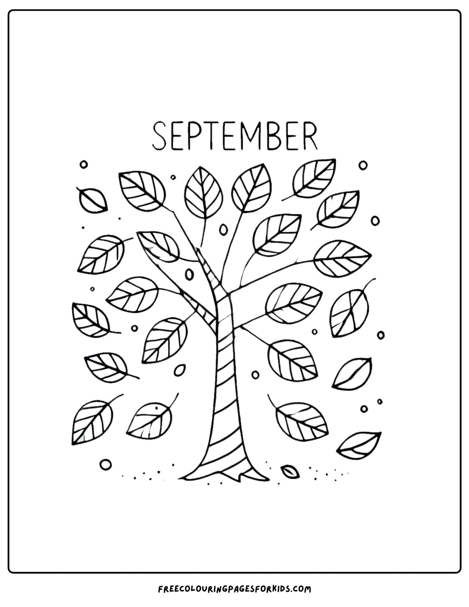 september coloring page of autumn fall leaves