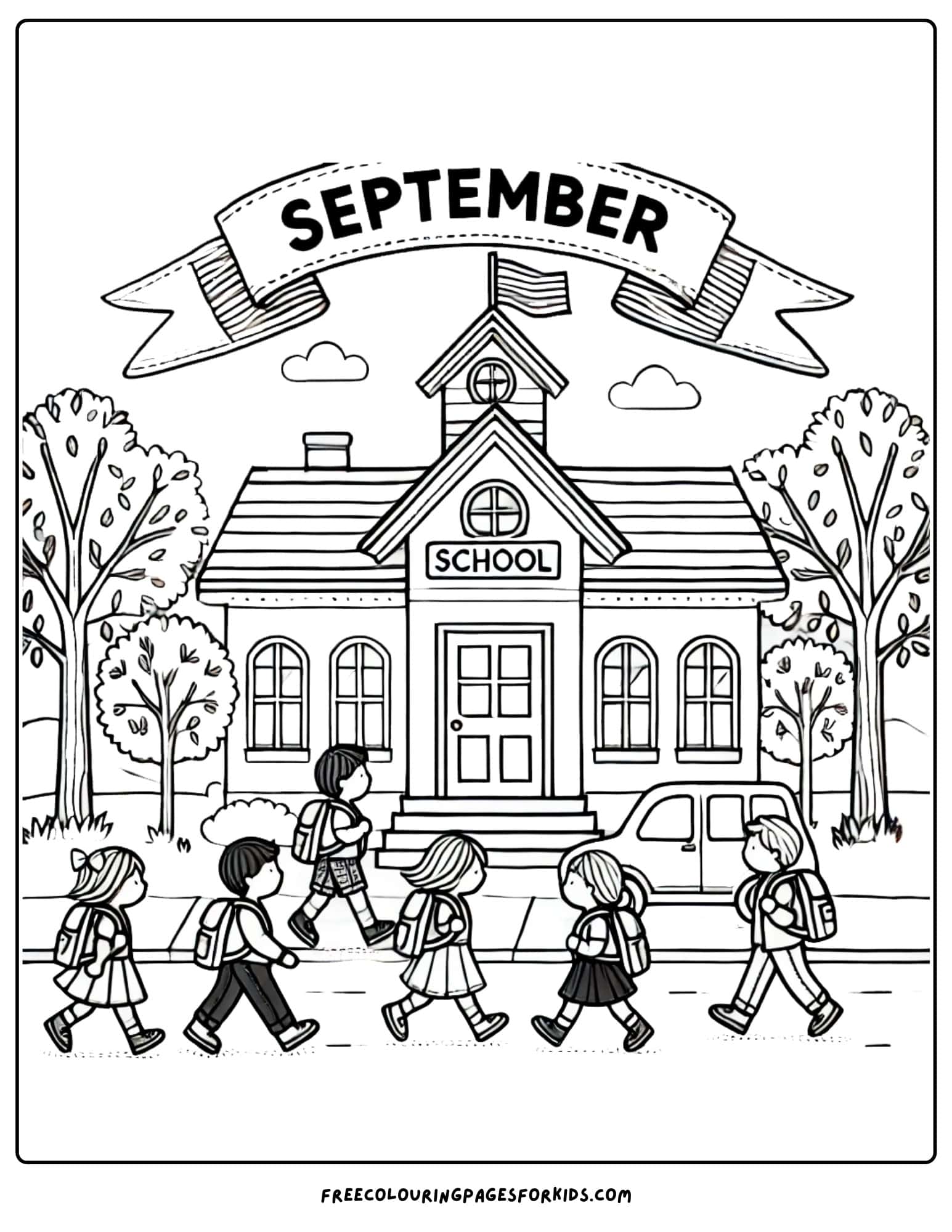 september coloring page of going back to school