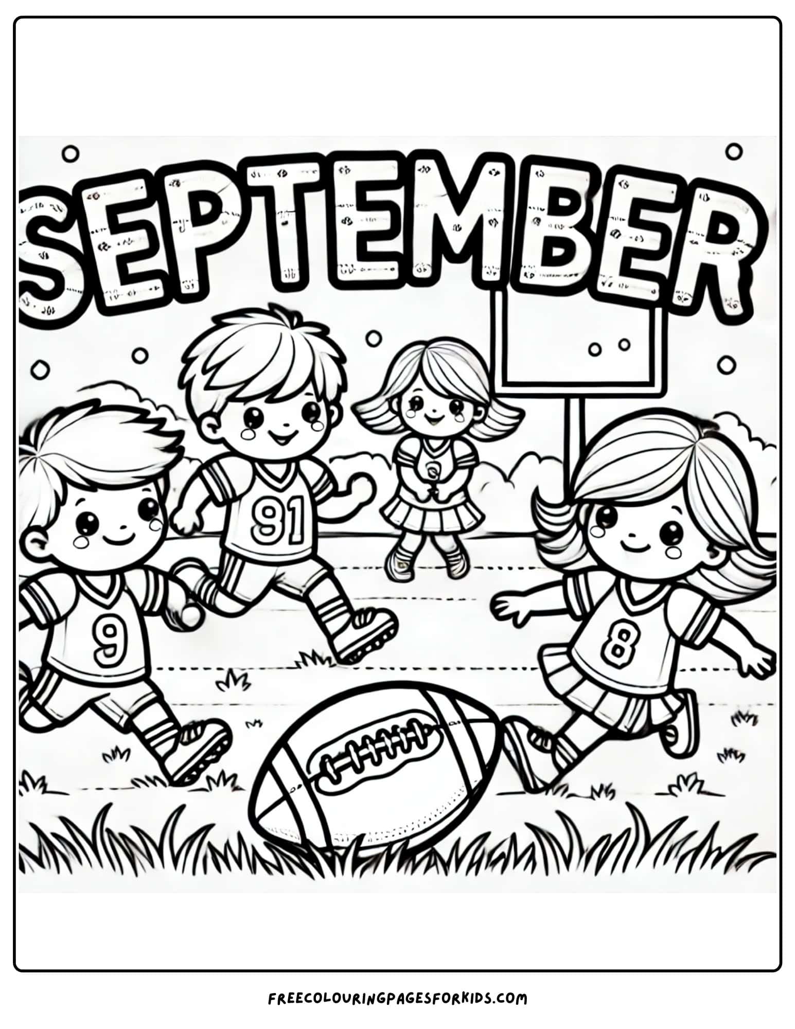 september coloring page of football practice