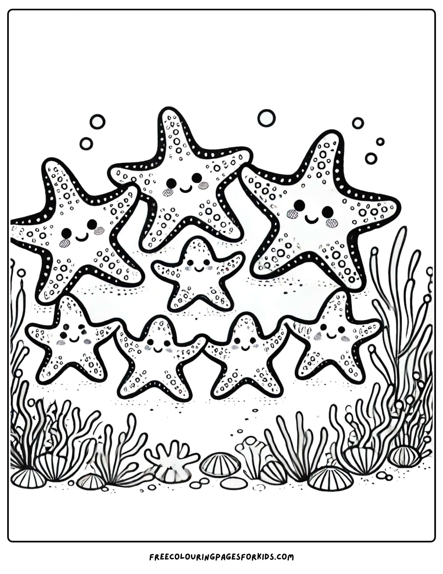 starfish family coloring page