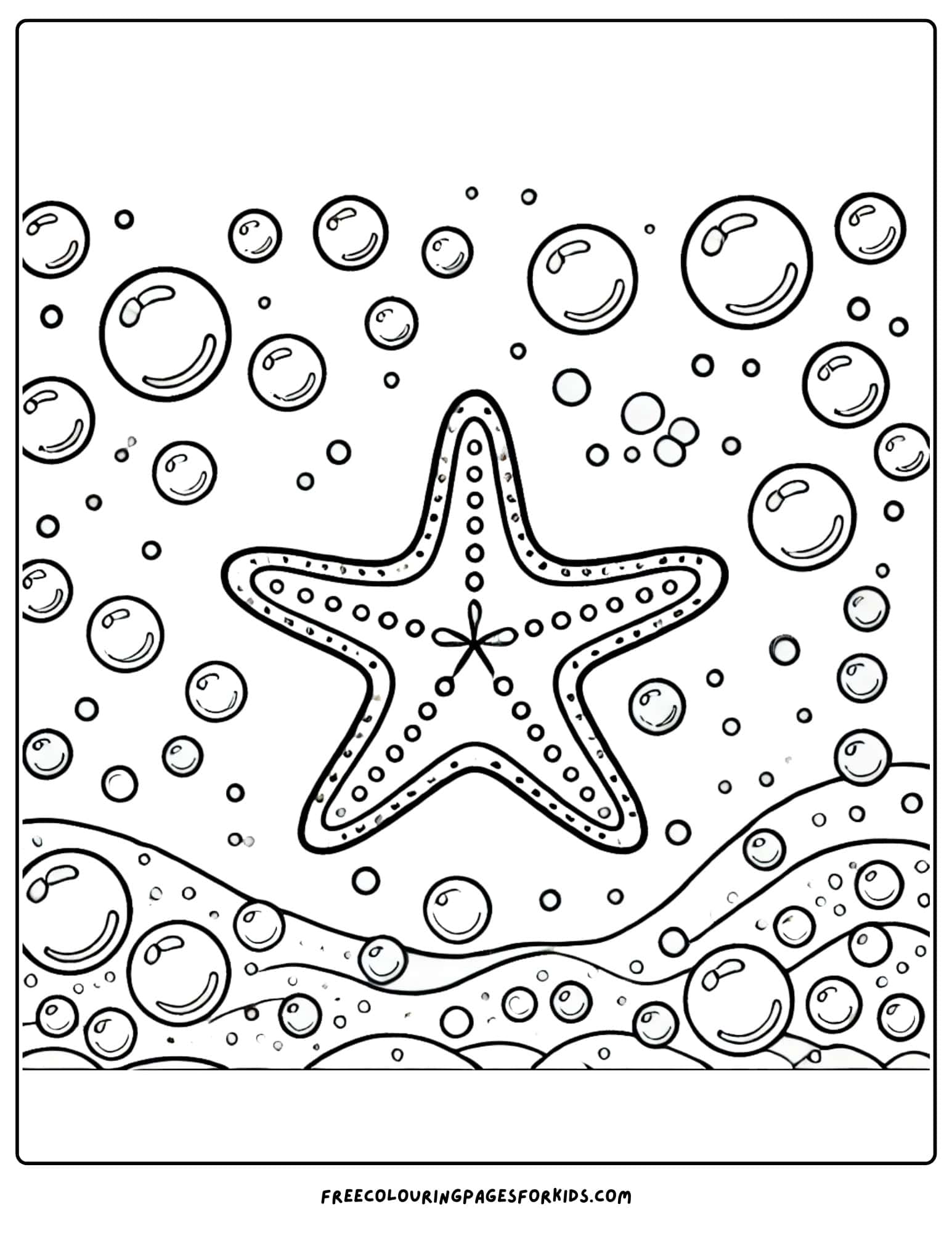 starfish with bubbles coloring page