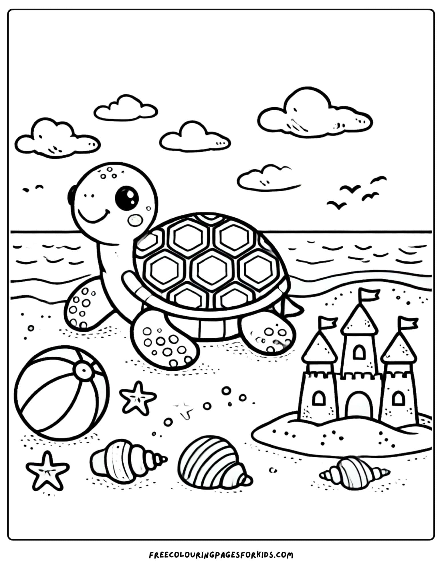 turtle on the beach coloring page